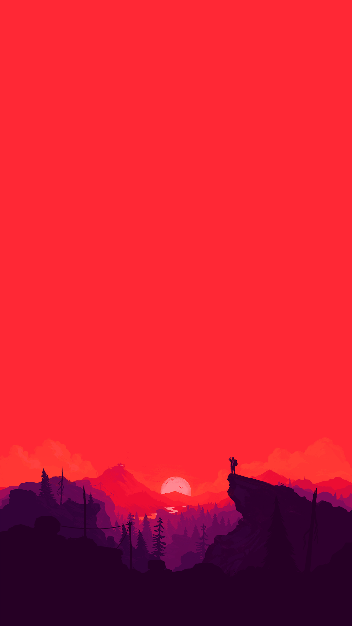 Minimalist Sunset In Hill Wallpapers