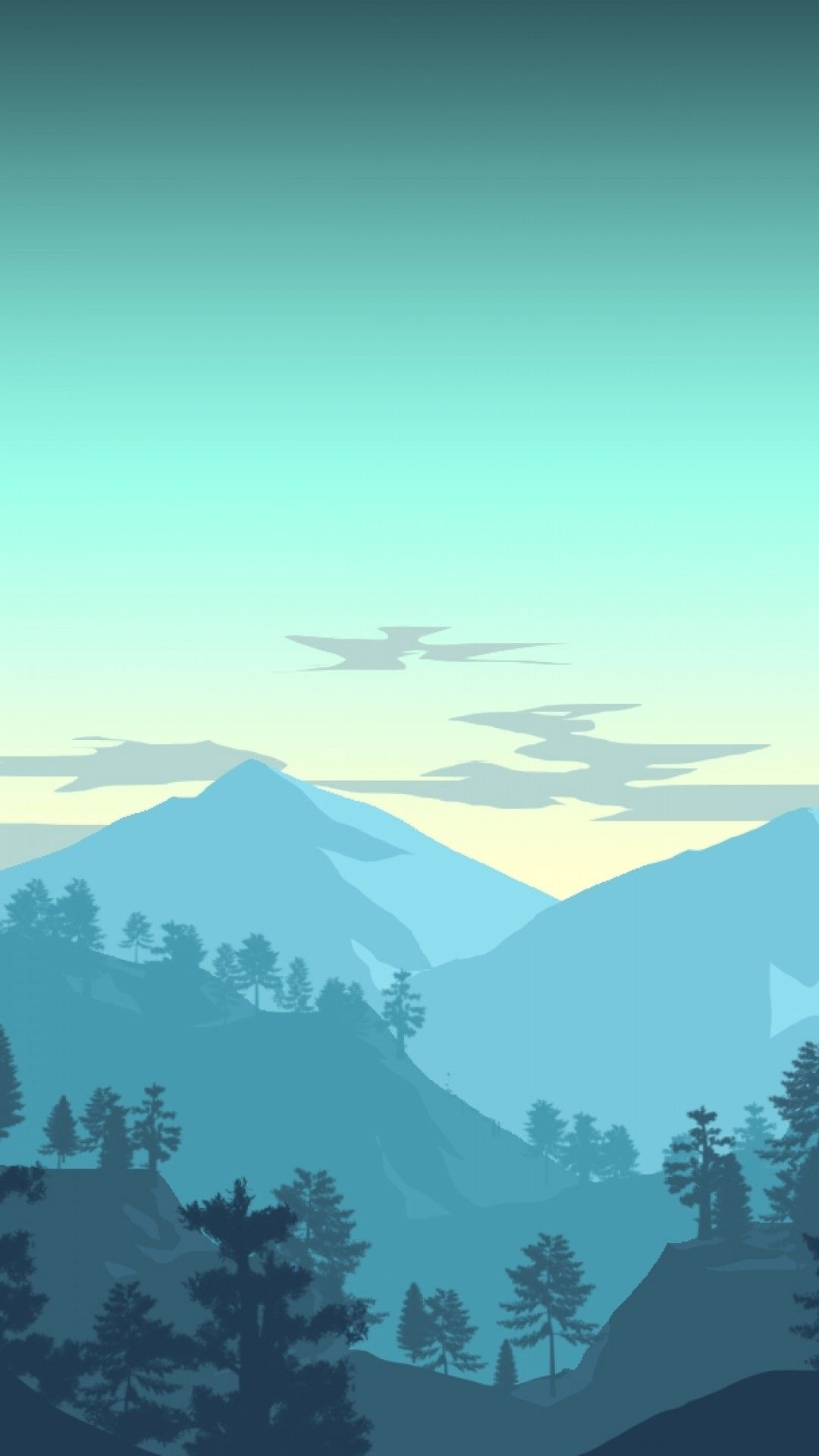 Mountains Trees Forest 3D Minimalism Wallpapers