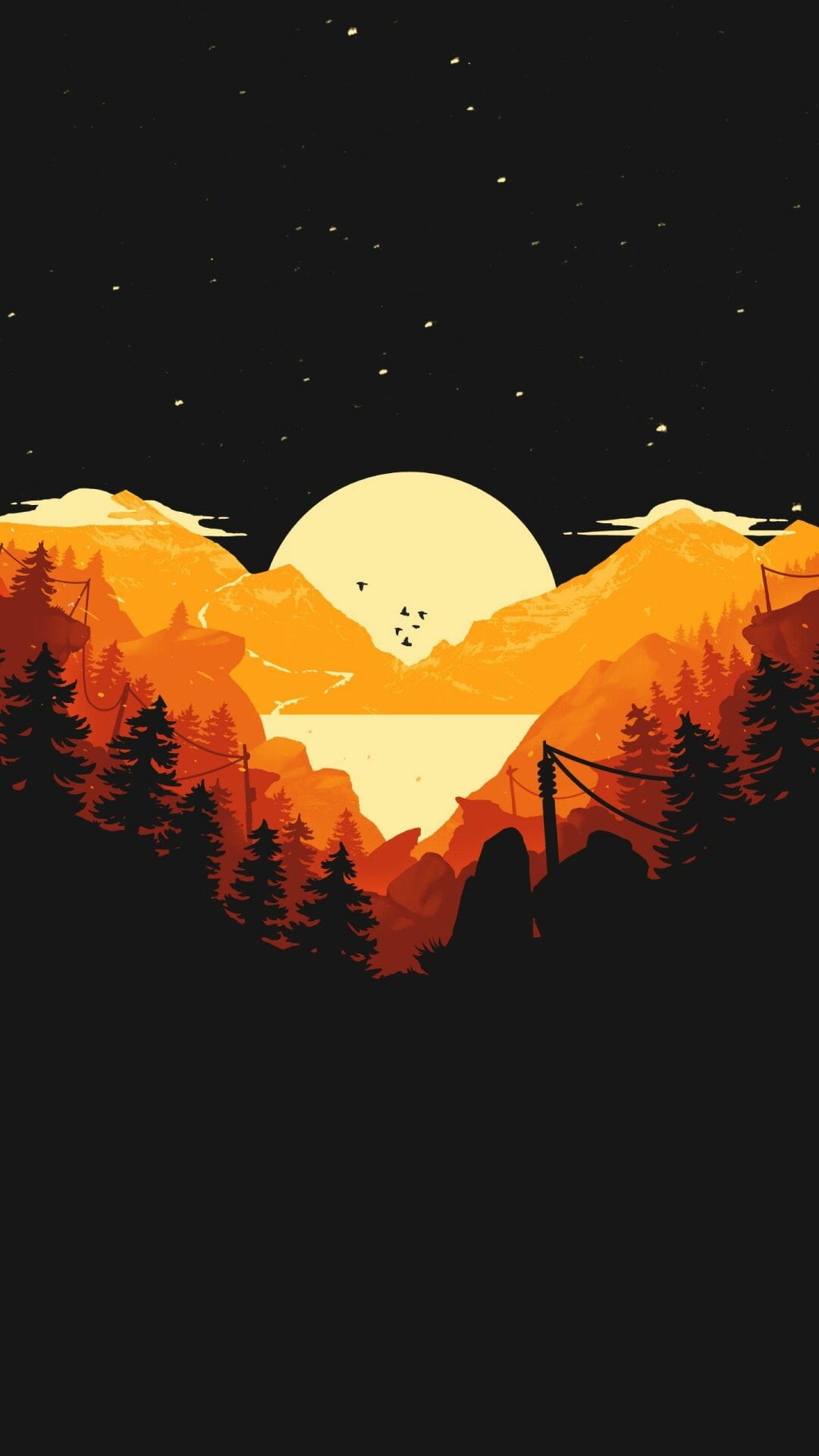 Mountains Trees Forest 3D Minimalism Wallpapers