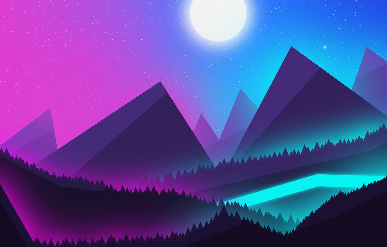 Neon Moon Art Wallpapers