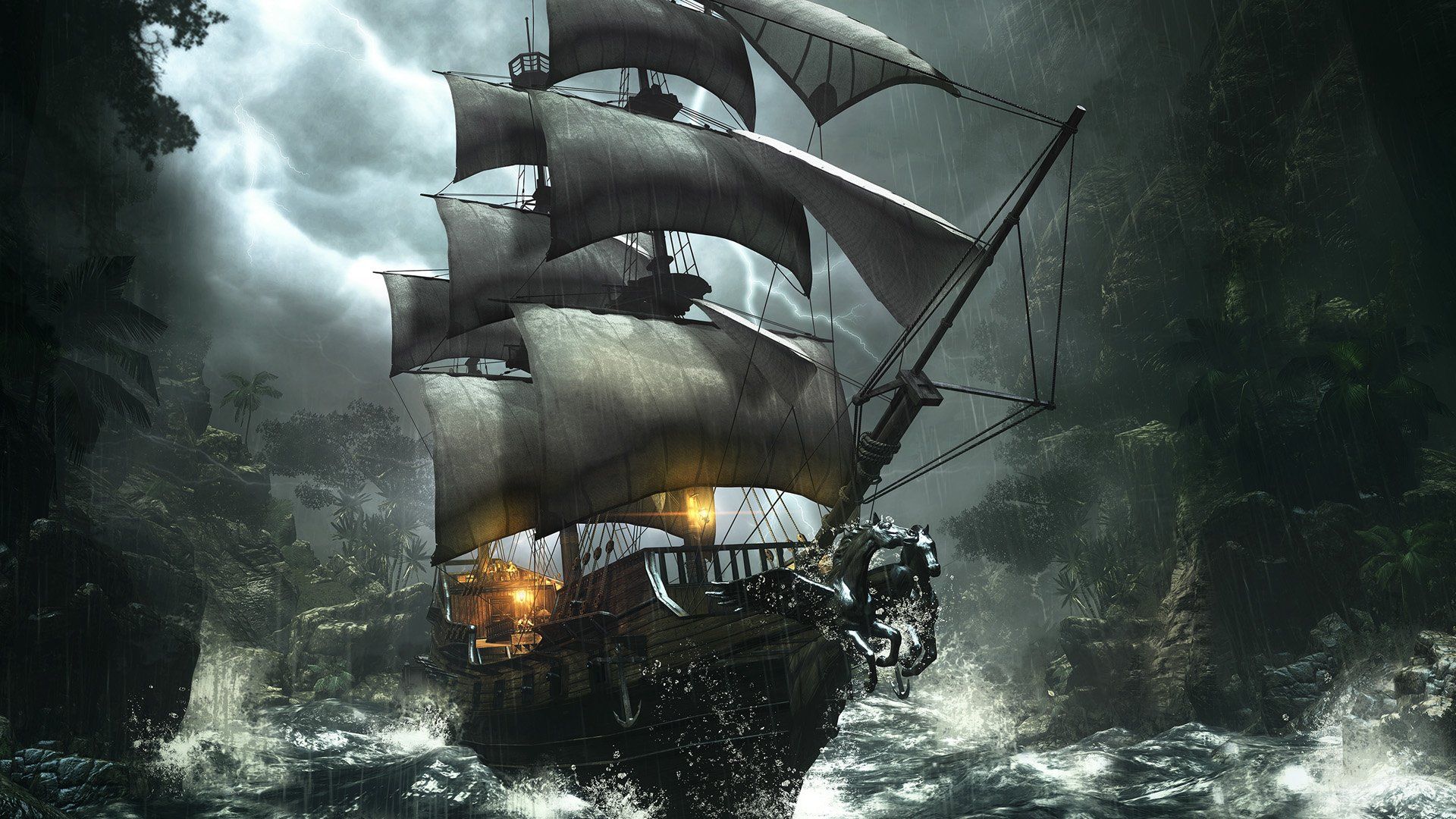 Pirate Ship Minimal Wallpapers