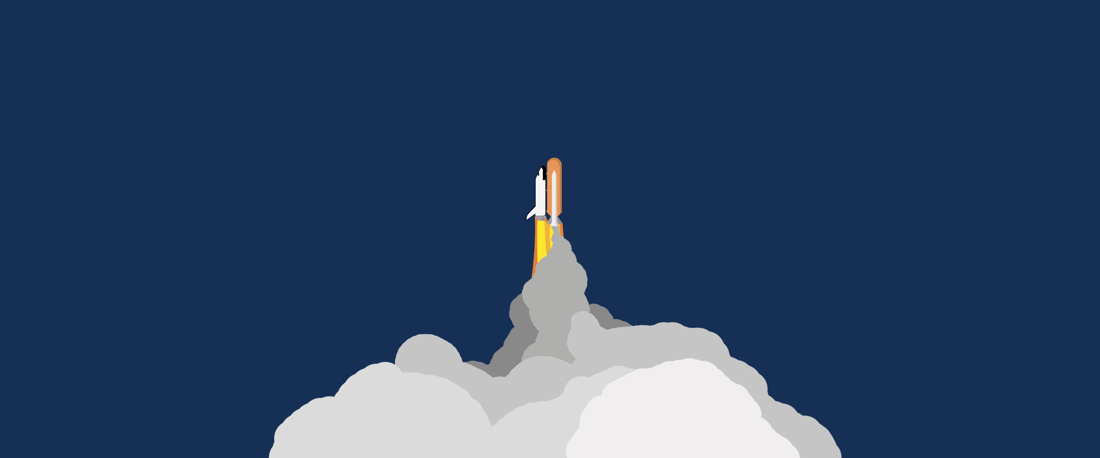 Space Shuttle Rocket Startup Concepts Minimalism Wallpapers