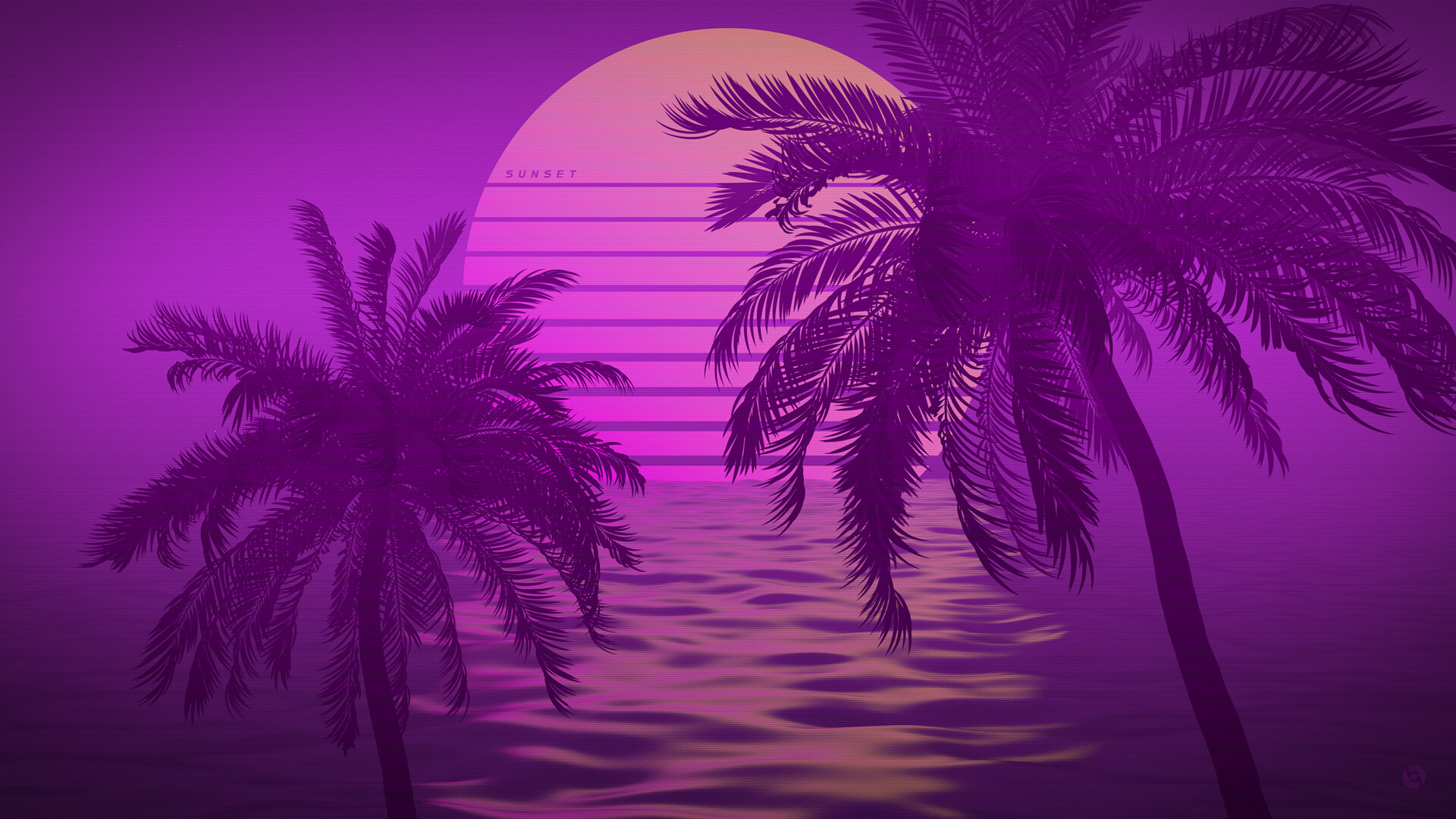 Sunset Sea Outrun Wallpapers