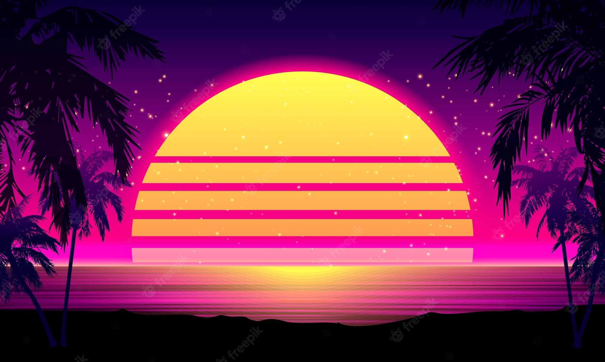 Sunset Sea Outrun Wallpapers