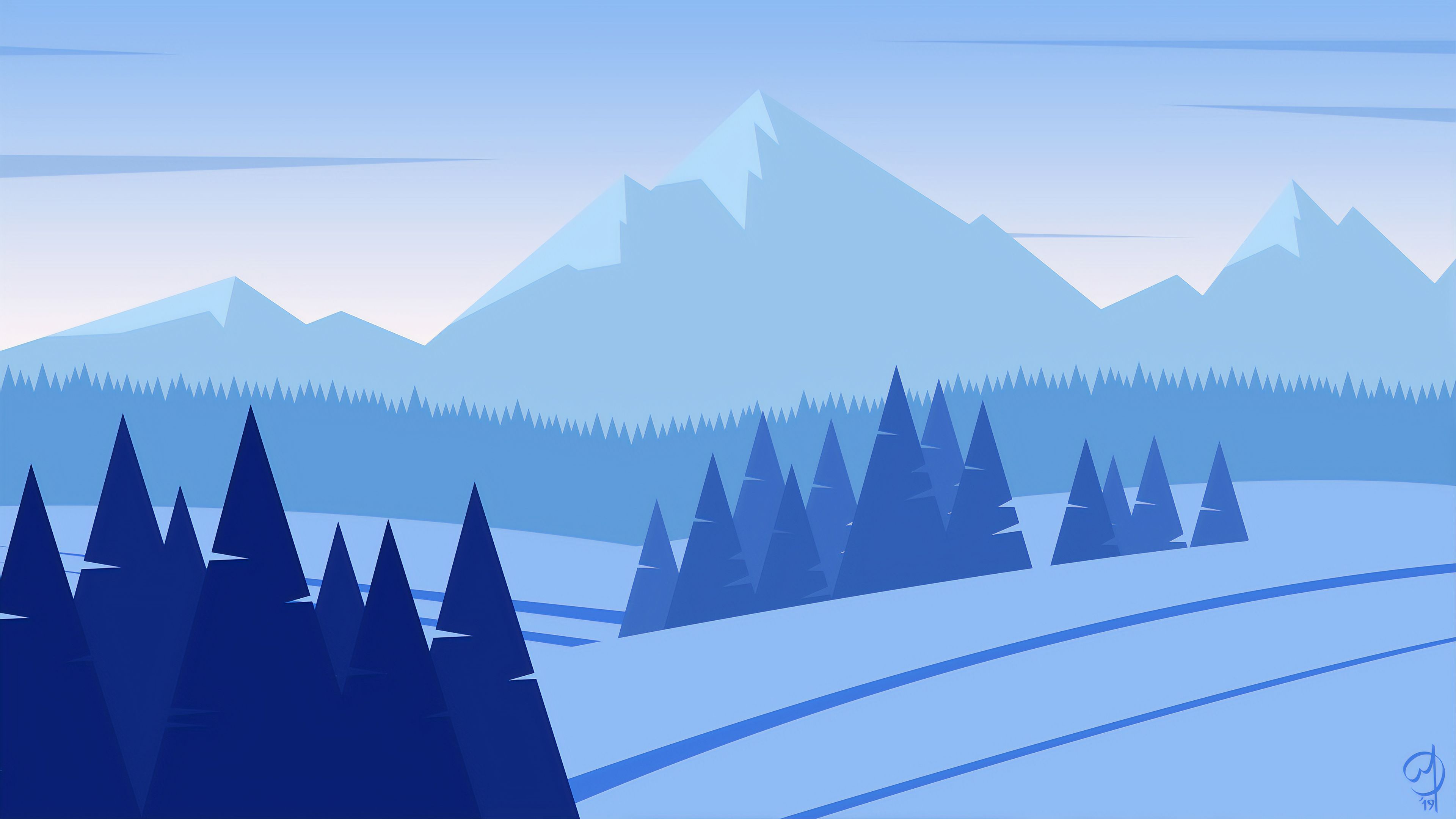 Winter Night Minimalist 4K Wallpapers