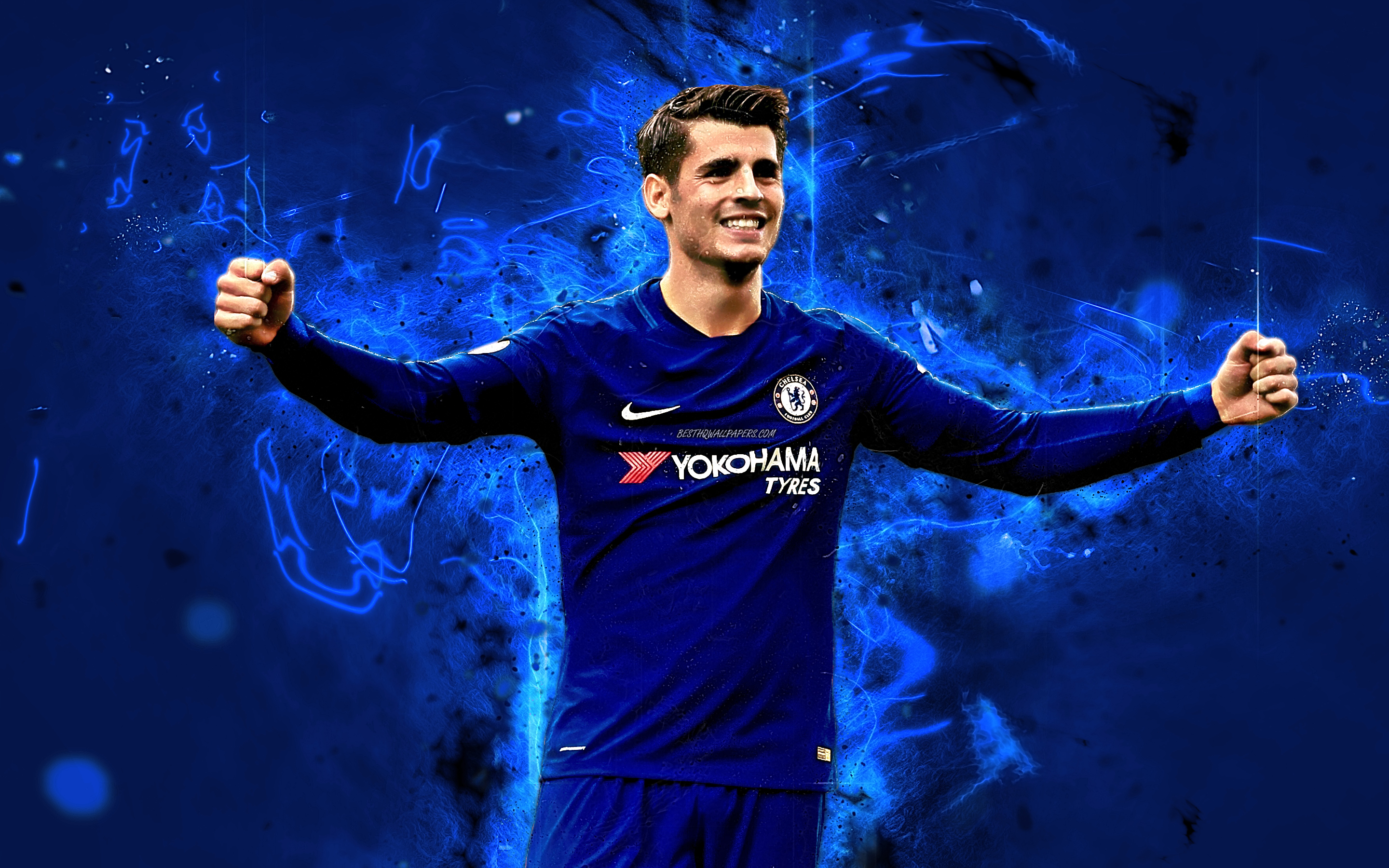 Spanish Footballer Alvaro Morata Premier League For Chelsea Wallpapers