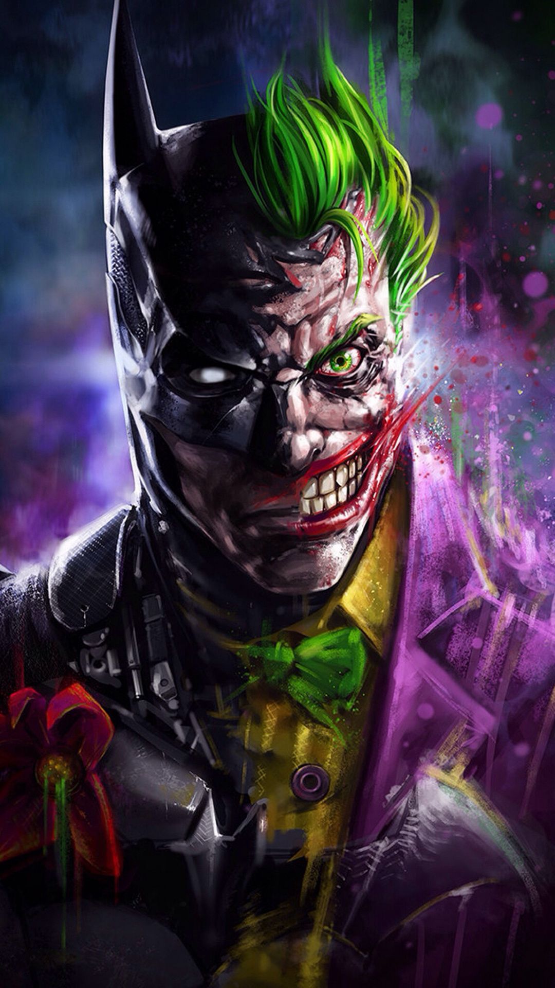 Batman And Joker Face Art Wallpapers