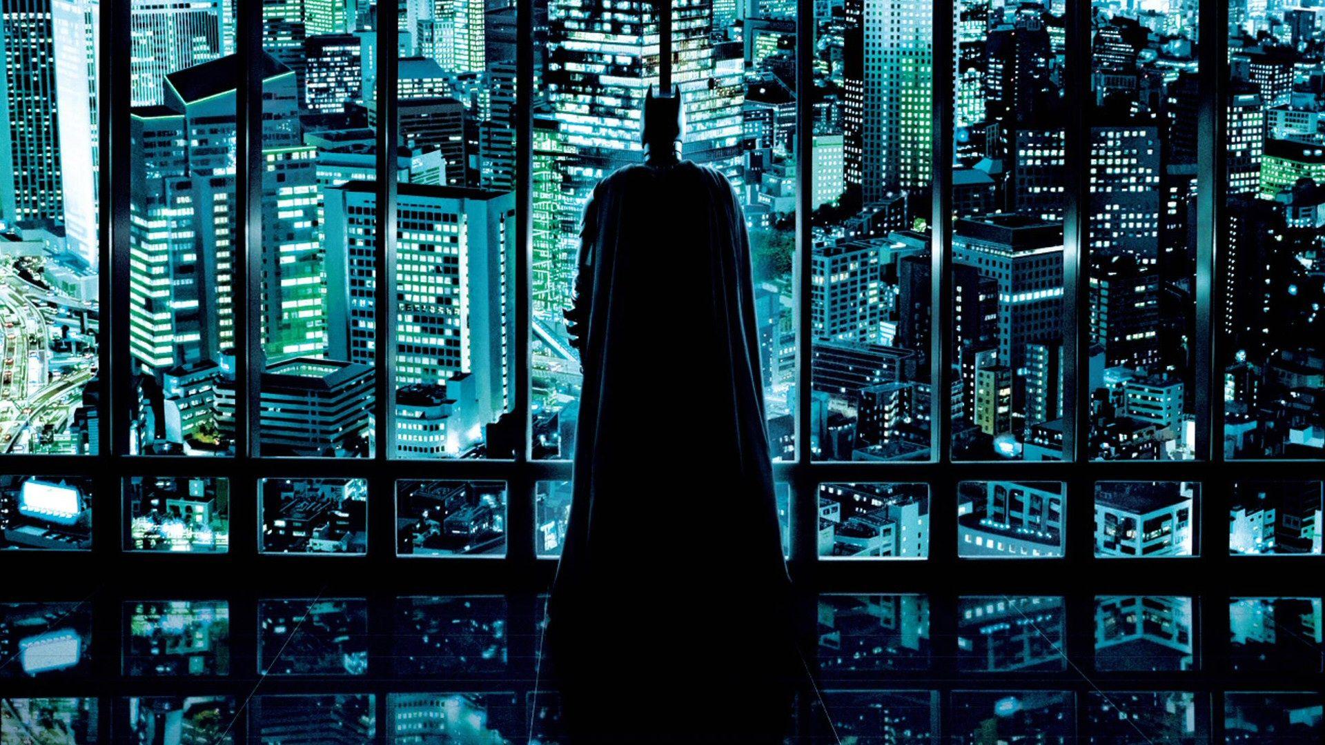 Batman Logo Over Gotham City Wallpapers