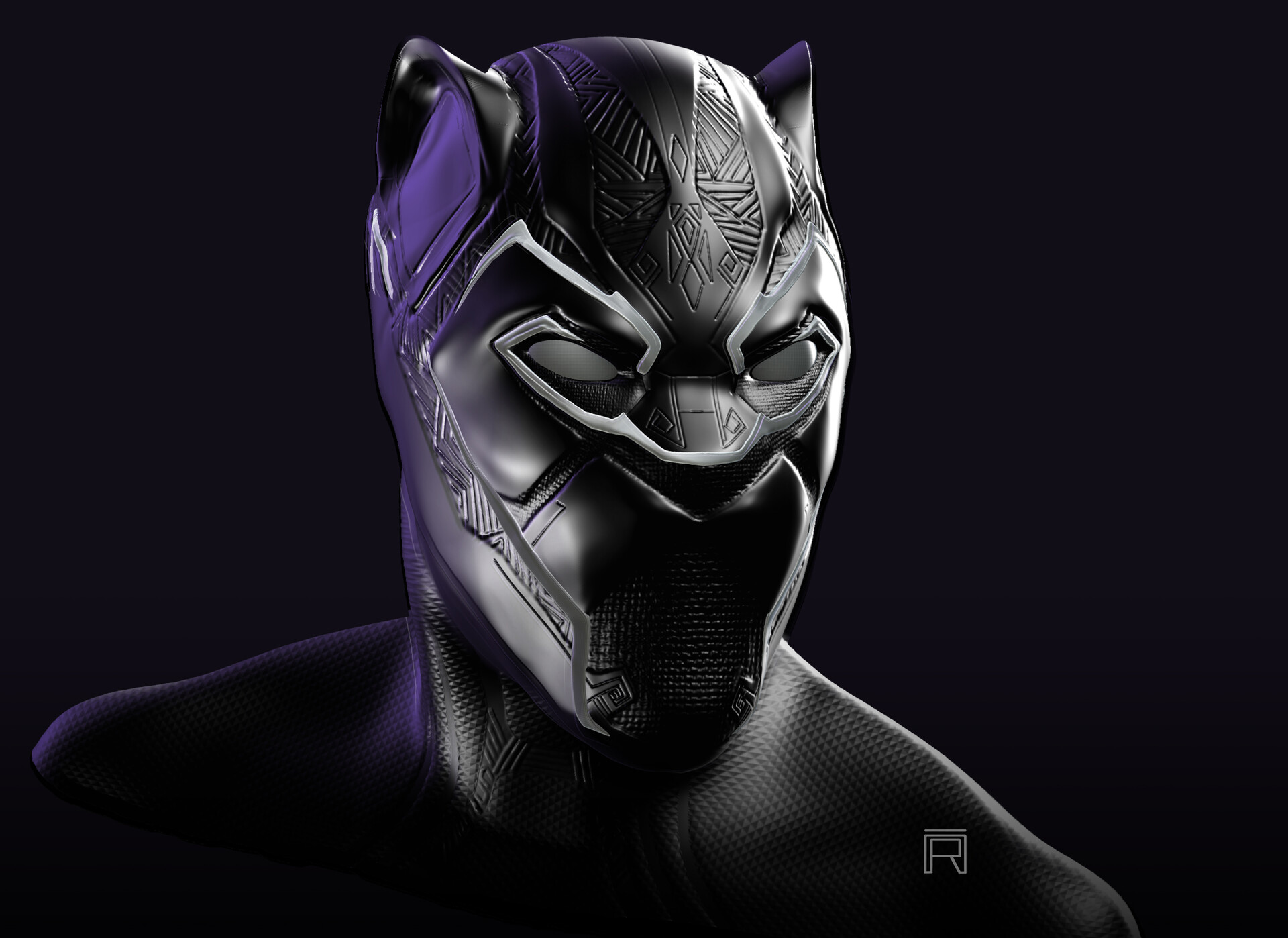 Black Panther Helmet Illustration 5K Wallpapers