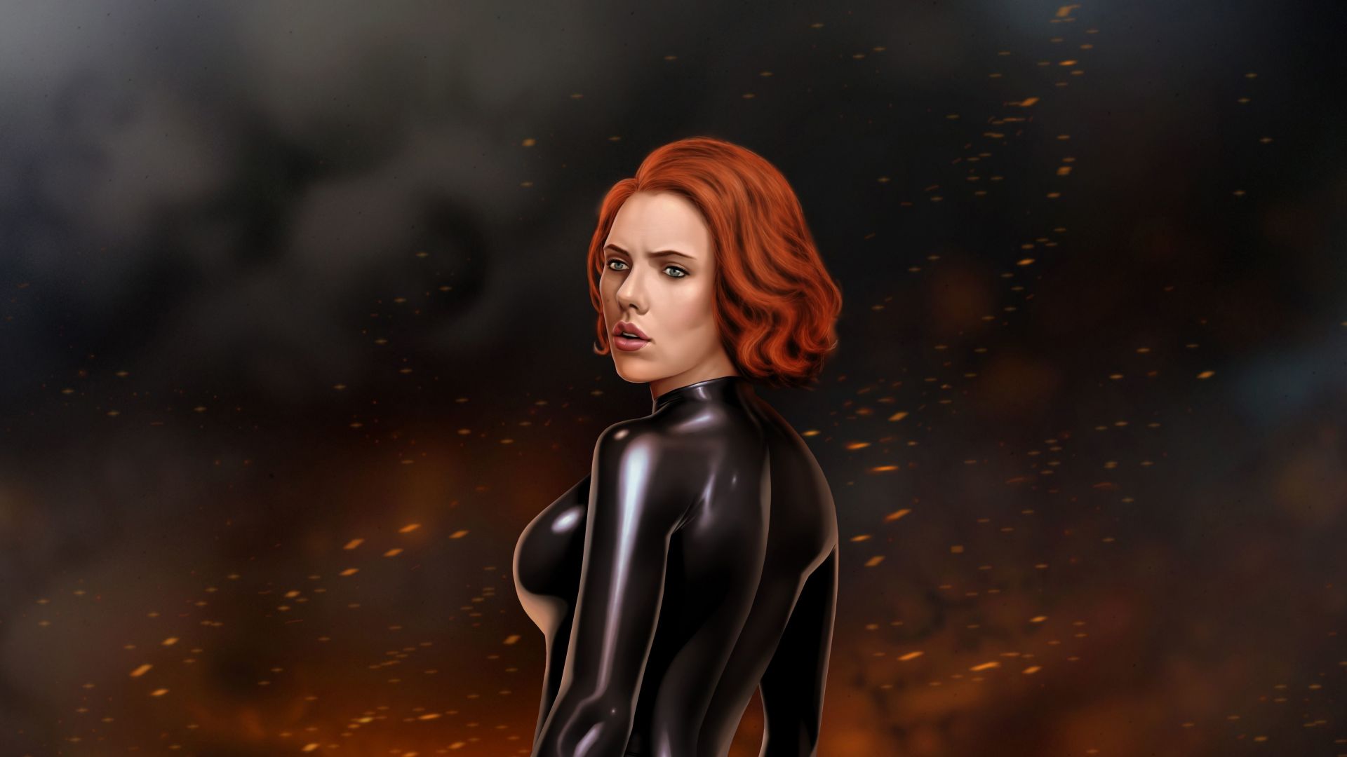 Black Widow Marvel Digital Draw Wallpapers