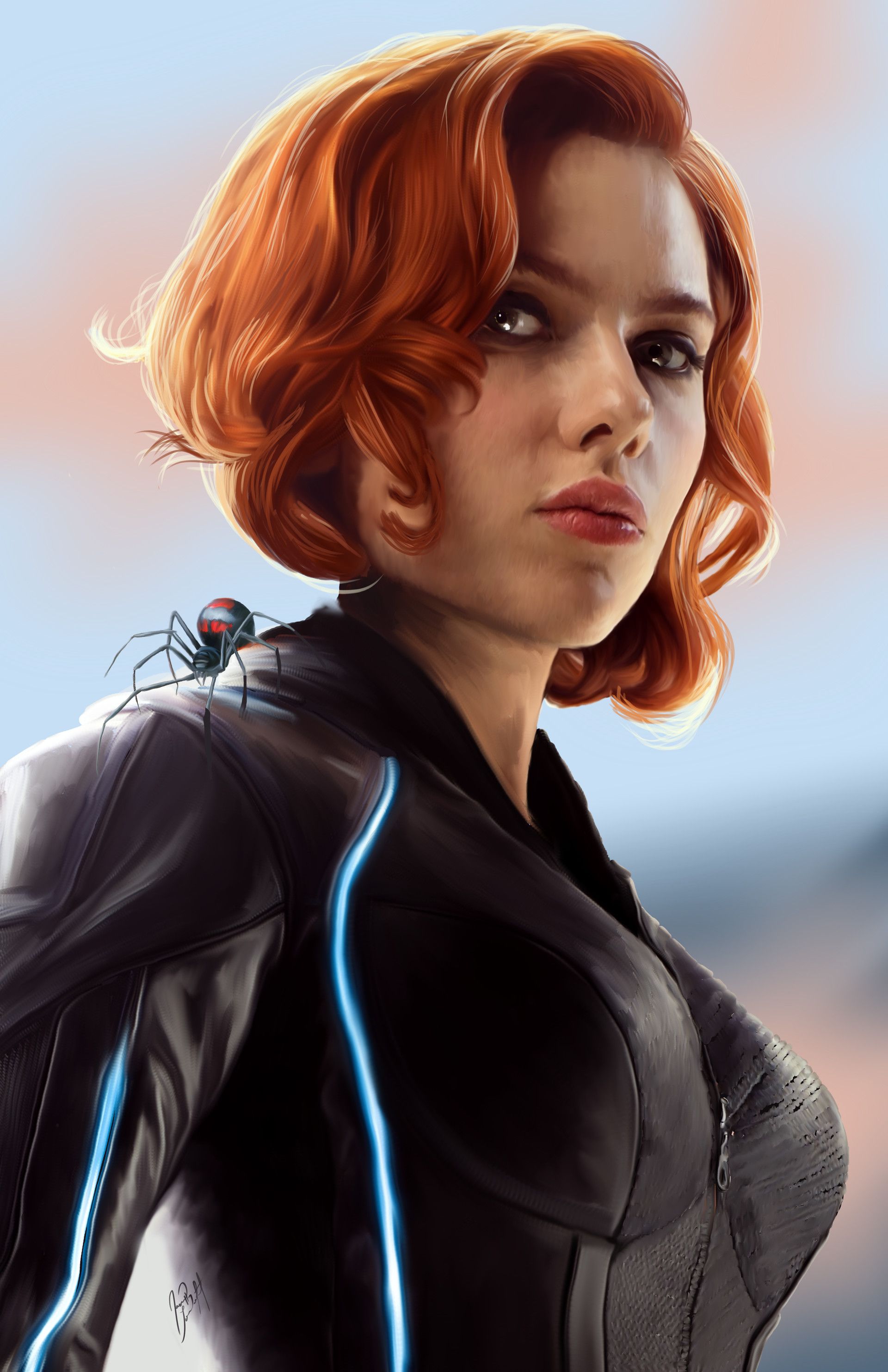 Black Widow Red Hair Digital Art Wallpapers