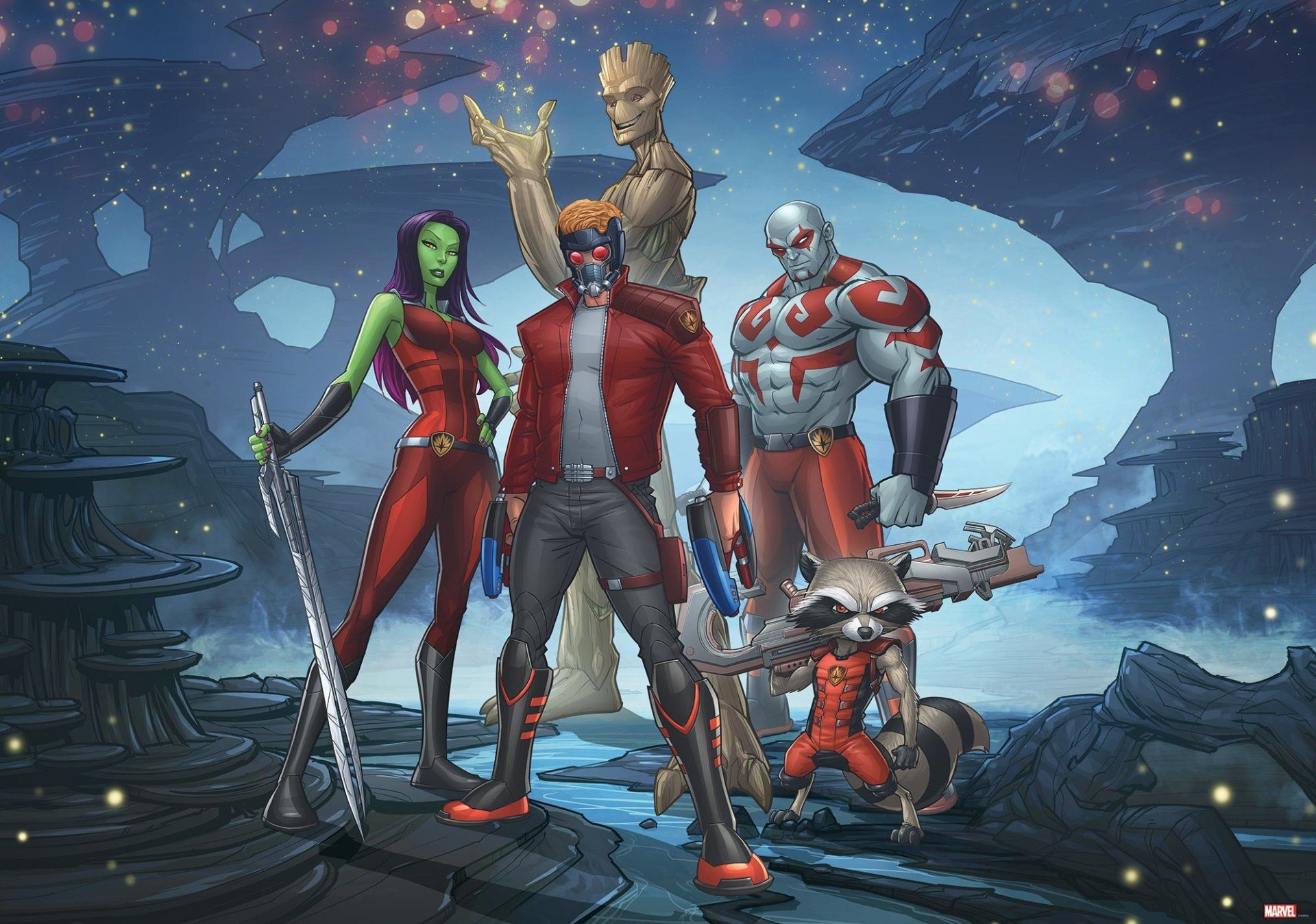 Comic Baby Groot And Drax The Destroyer Wallpapers