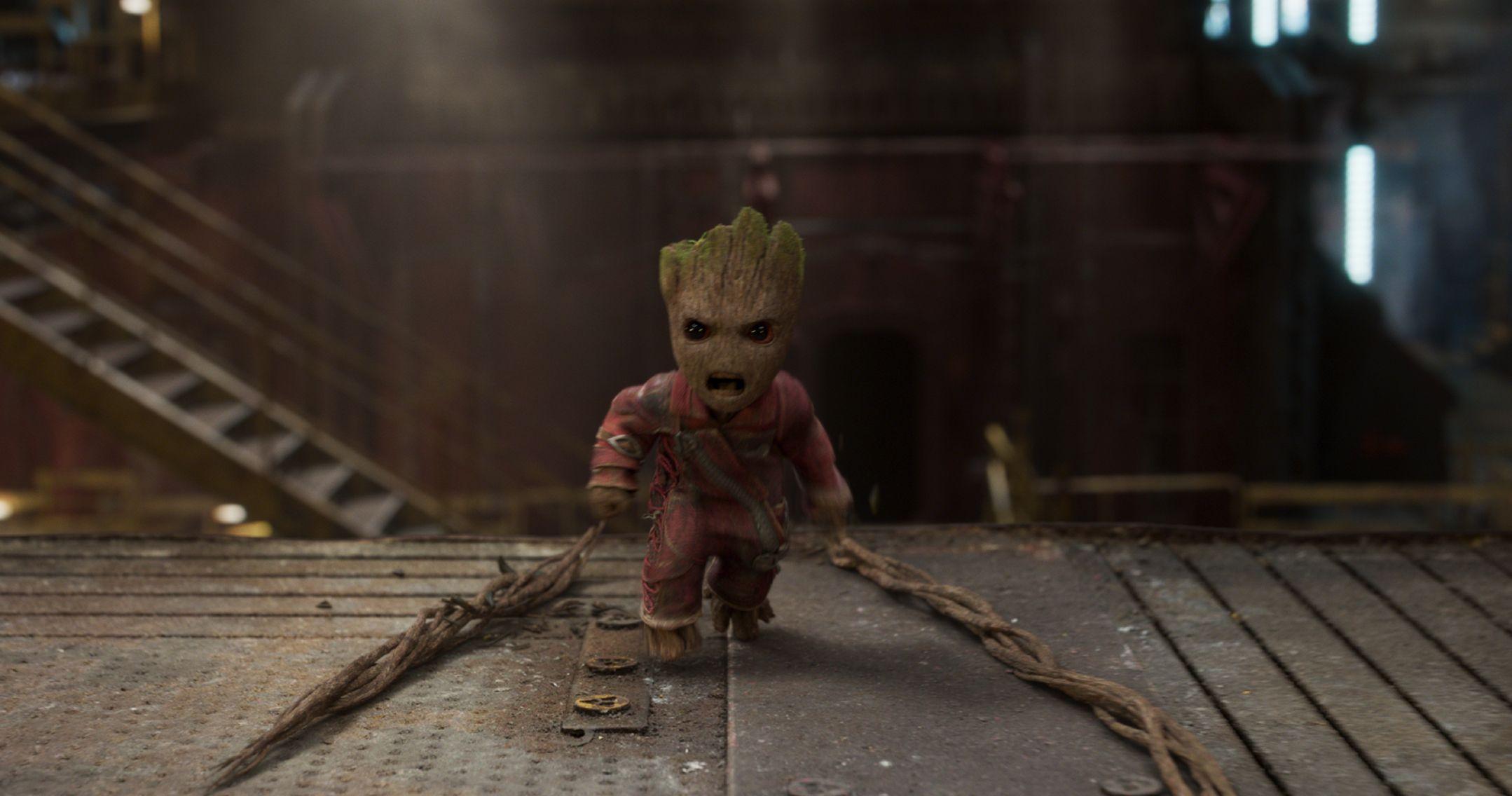 Cute Baby Groot In Suit 4K Wallpapers