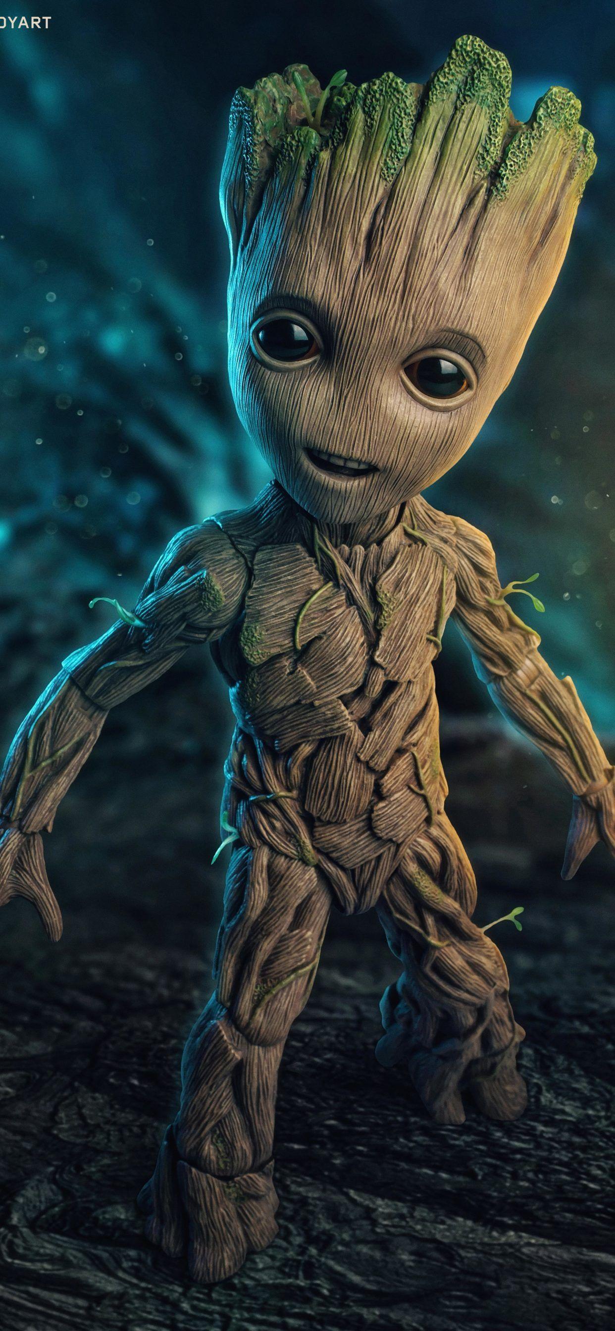 Cute Baby Groot In Suit 4K Wallpapers