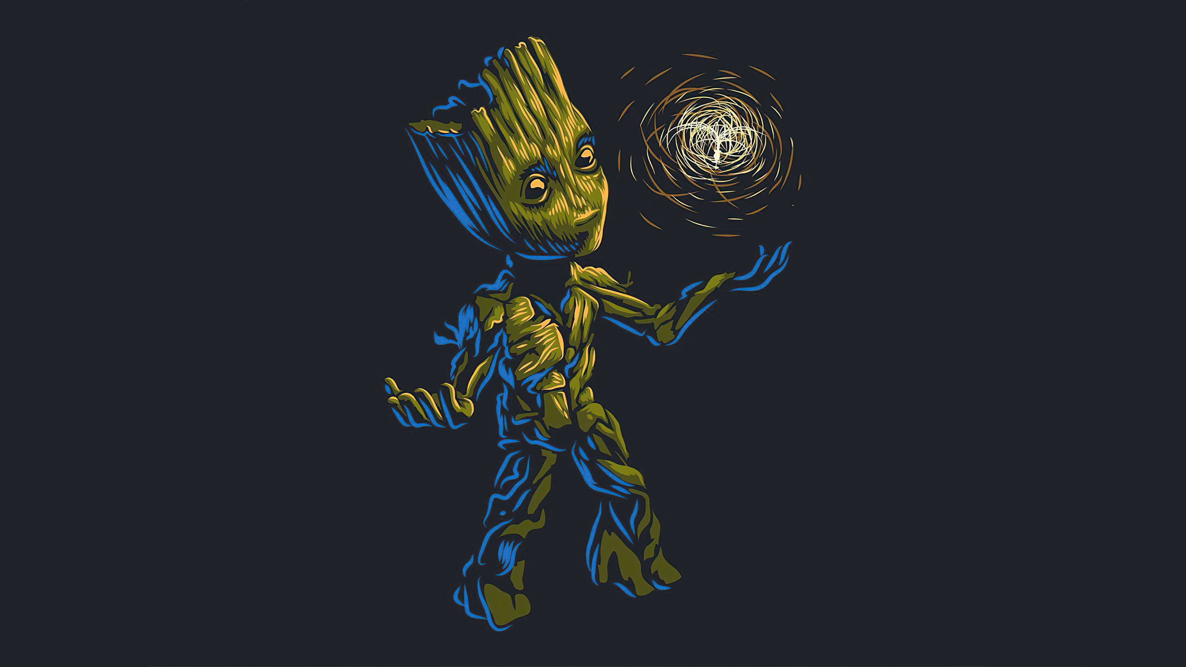 Cute Baby Groot In Suit 4K Wallpapers