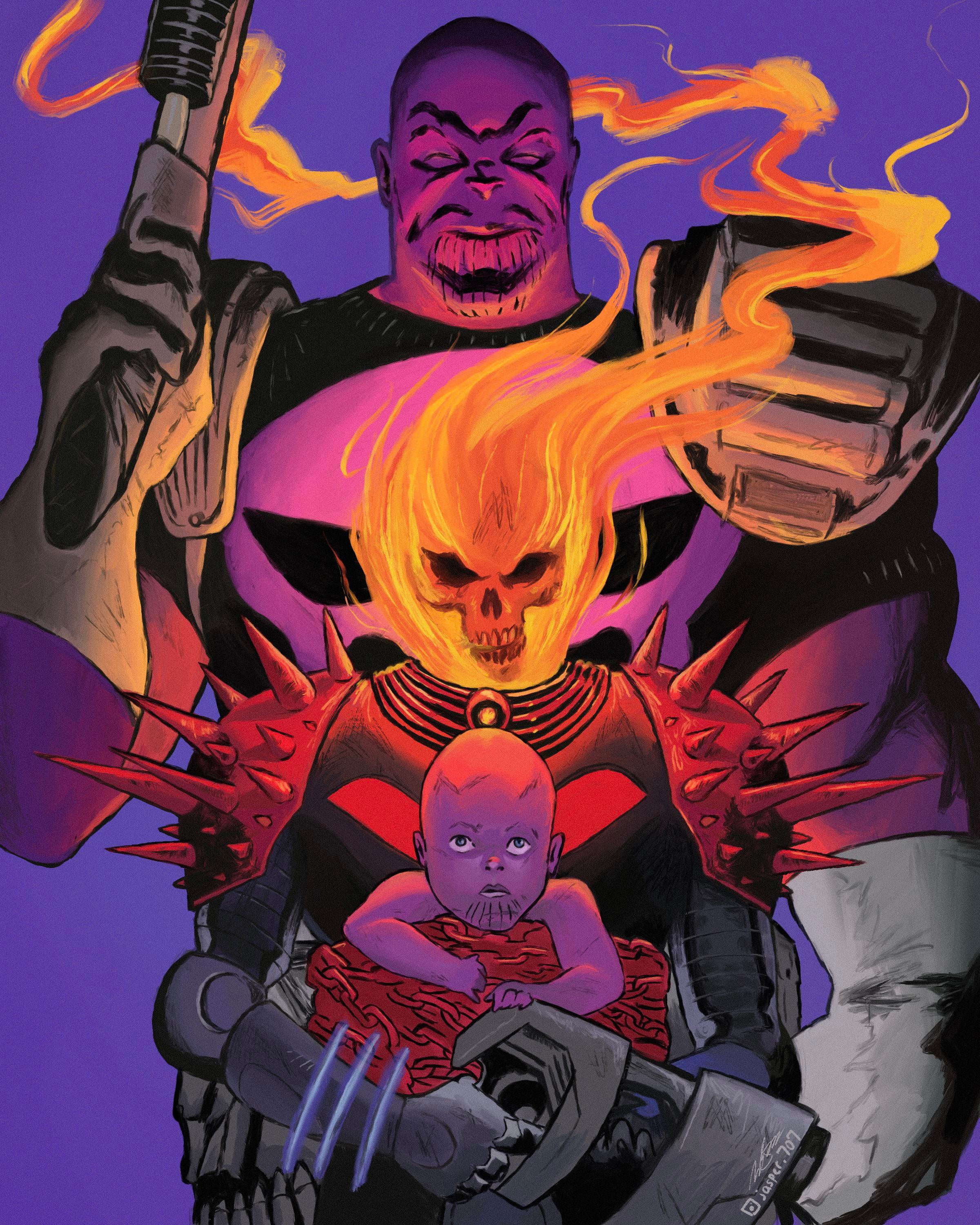 Ghost Rider And Baby Thanos Wallpapers