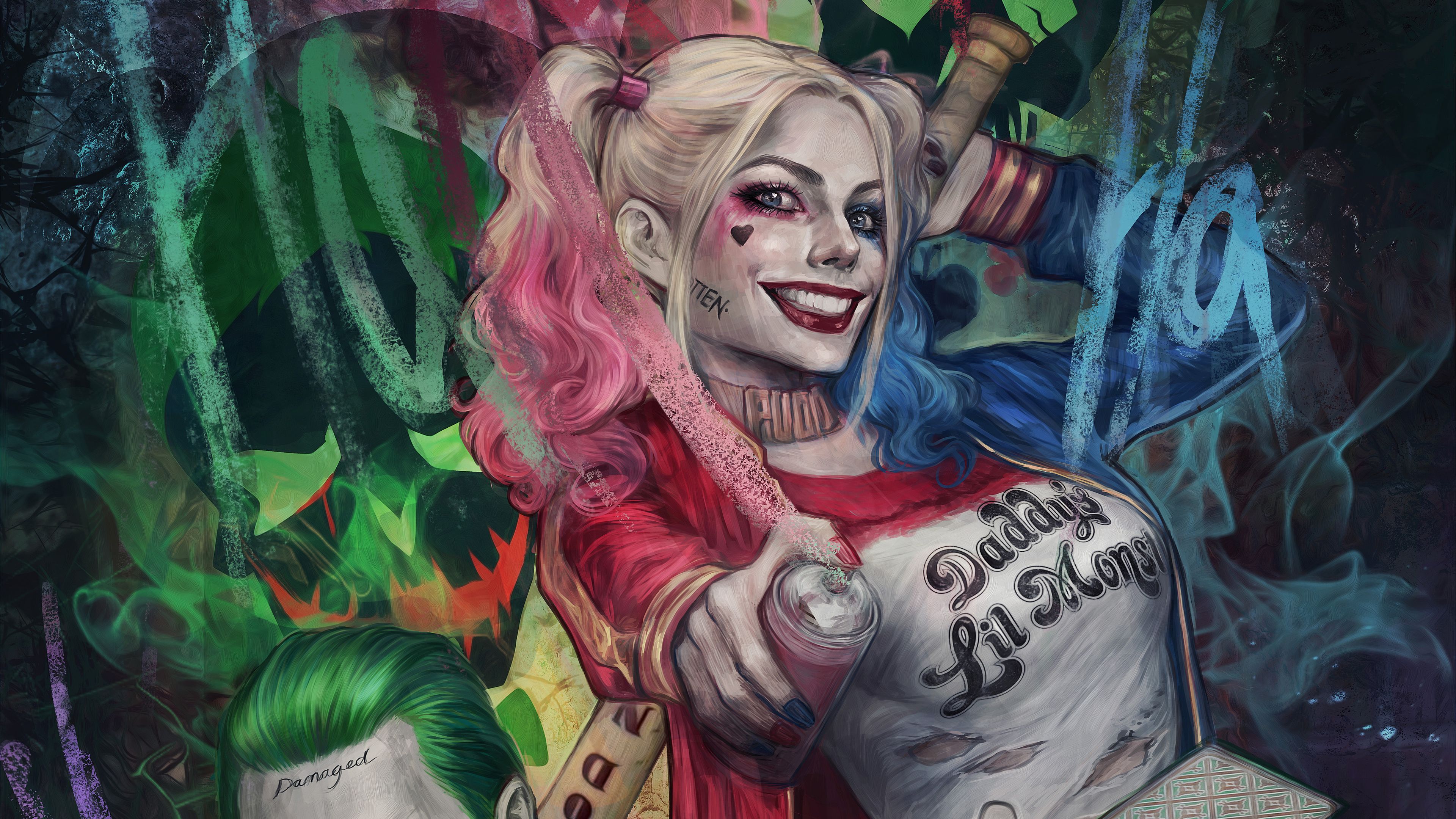 Harley Quinn Baseball Bat Art Wallpapers