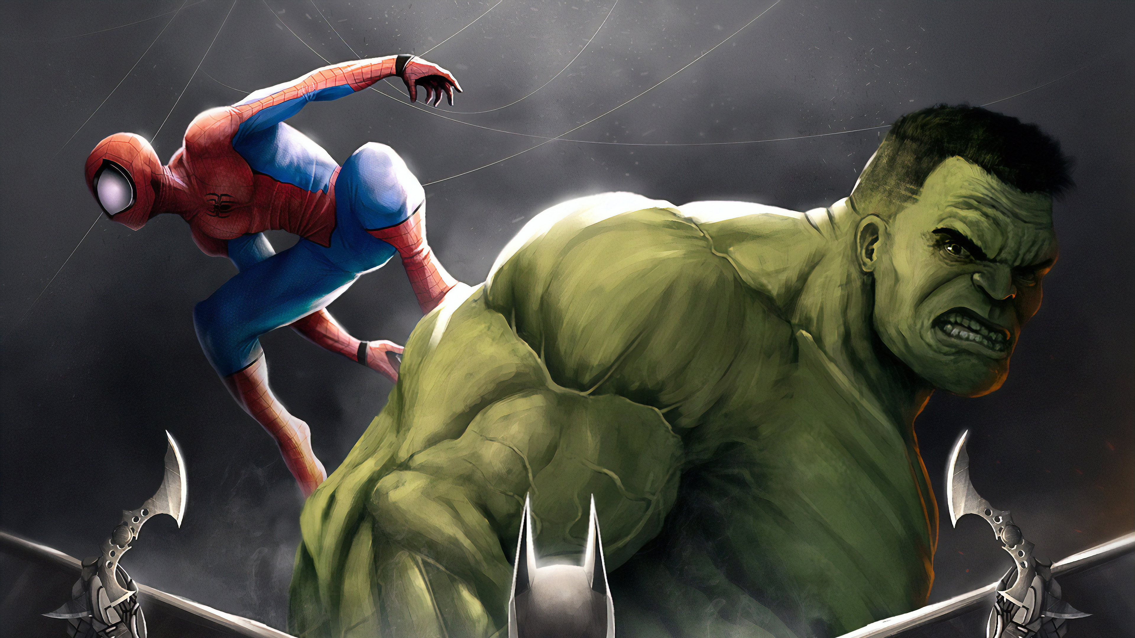 Hulk Vs Spiderman Art Wallpapers