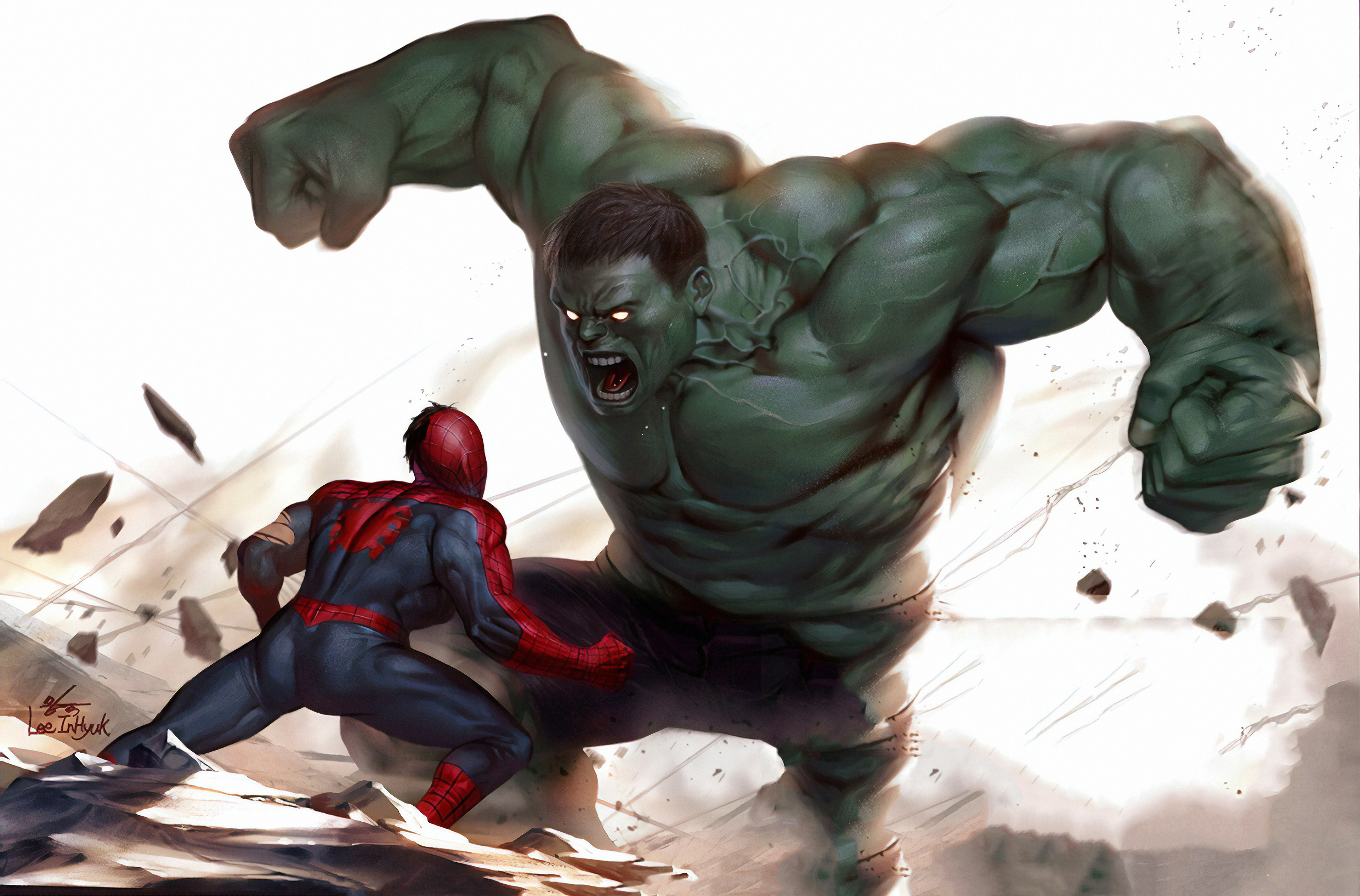 Hulk Vs Spiderman Art Wallpapers