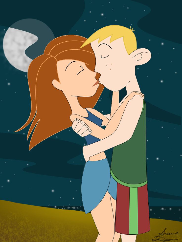 Kim Possible Cartoon Kim And Ron Kiss Wallpapers