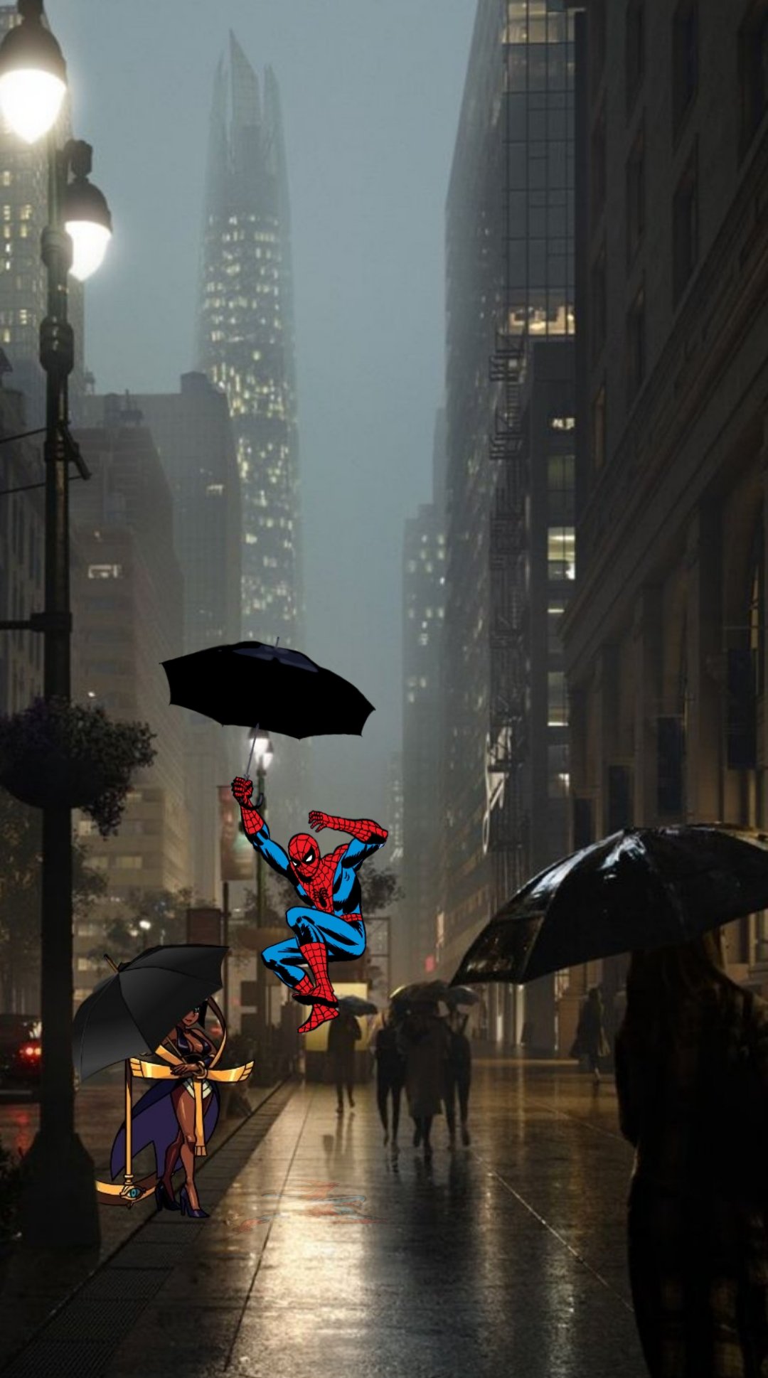 Spider Man Flying In Rain Wallpapers