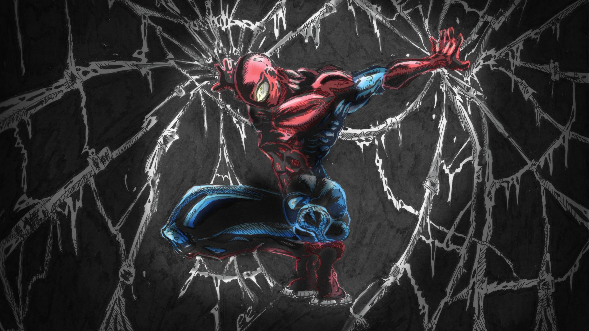 Spider-Man In The Web Digital Art Wallpapers