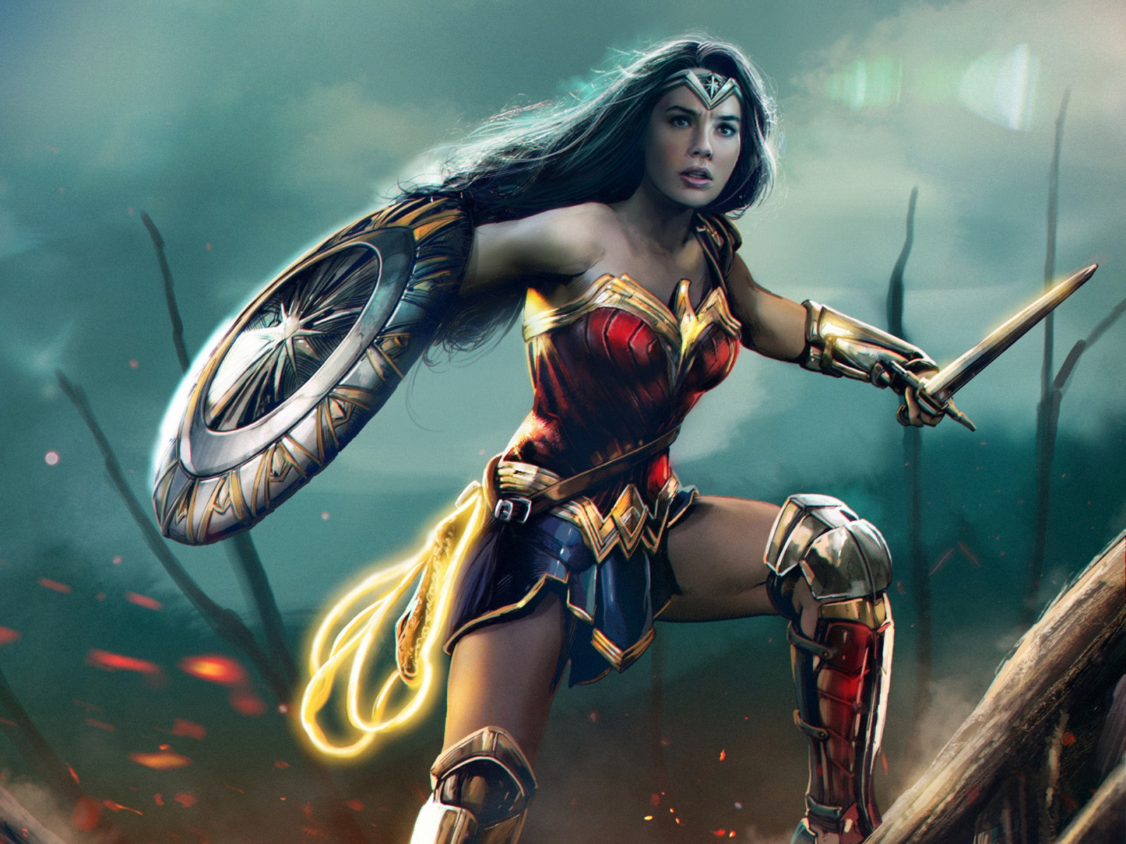 Wonder Woman With Sword And Shield Wallpapers