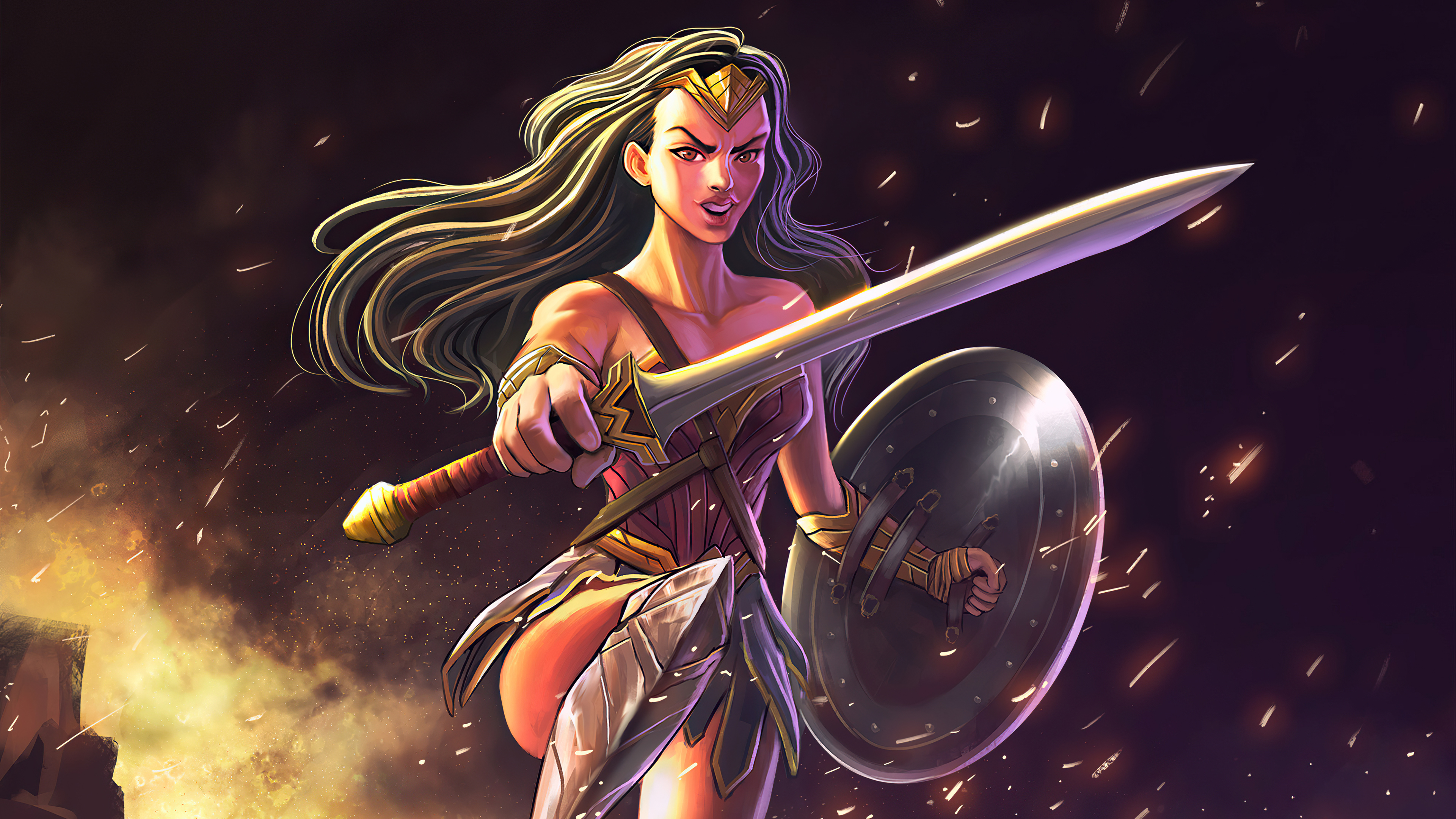 Wonder Woman With Sword And Shield Wallpapers