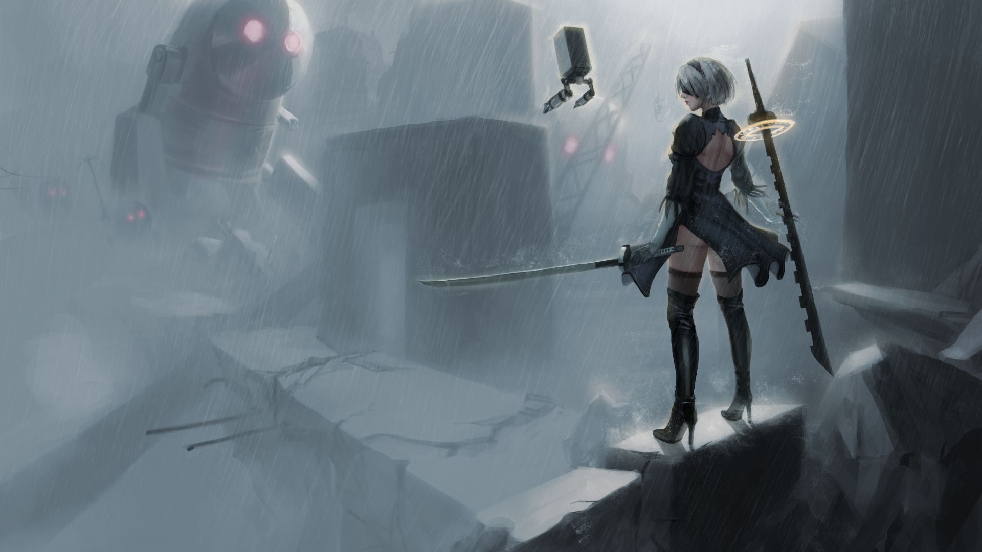 2B Nier Automata Katana Wallpapers