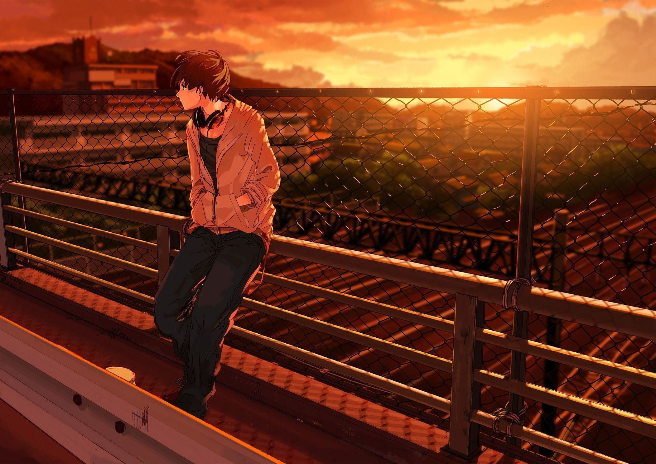 Anime Boy Sitting Alone Wallpapers