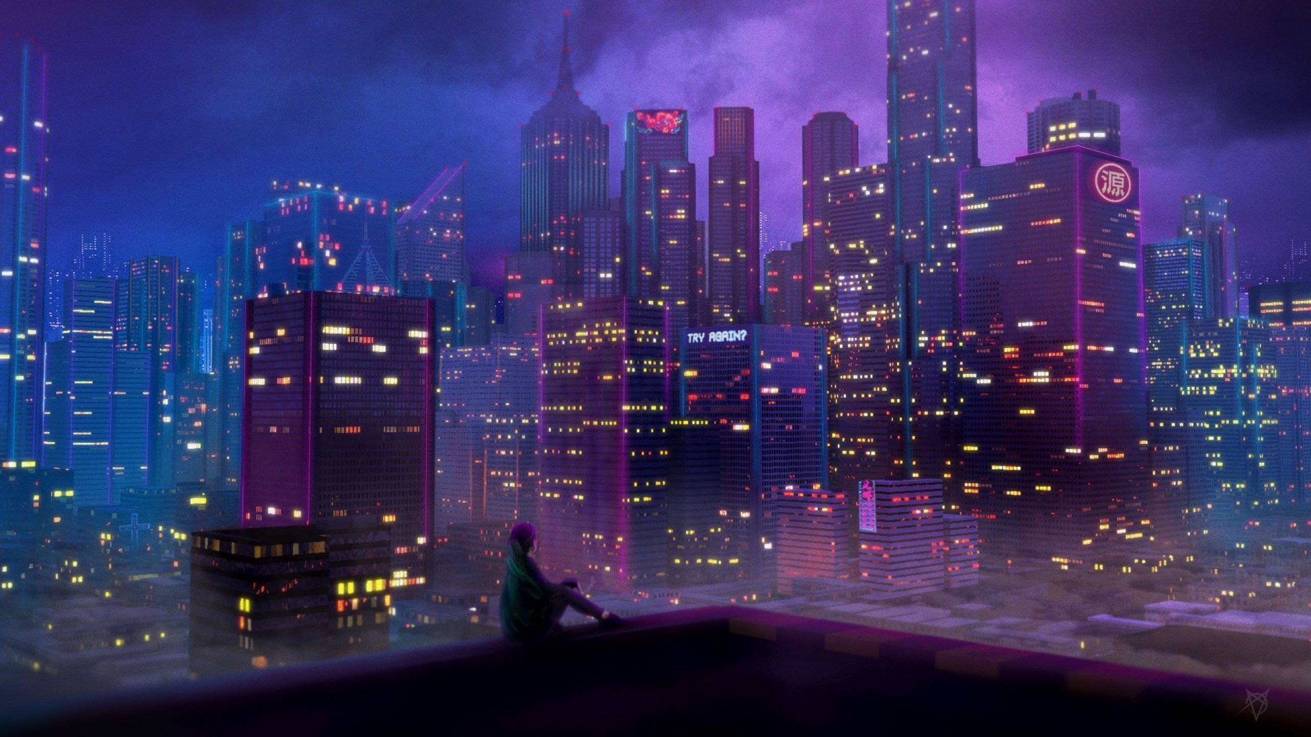 Anime City Lights At Night Aesthetic Wallpapers