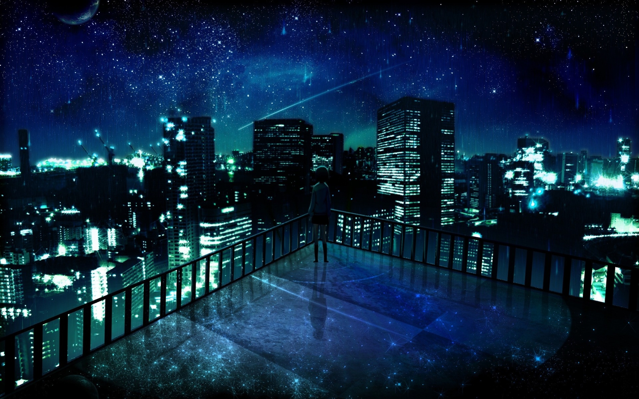 Anime City Lights At Night Aesthetic Wallpapers