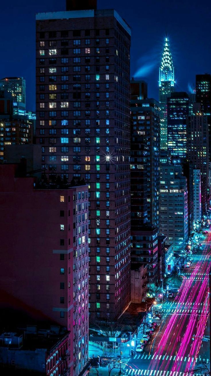 Anime City Lights At Night Aesthetic Wallpapers