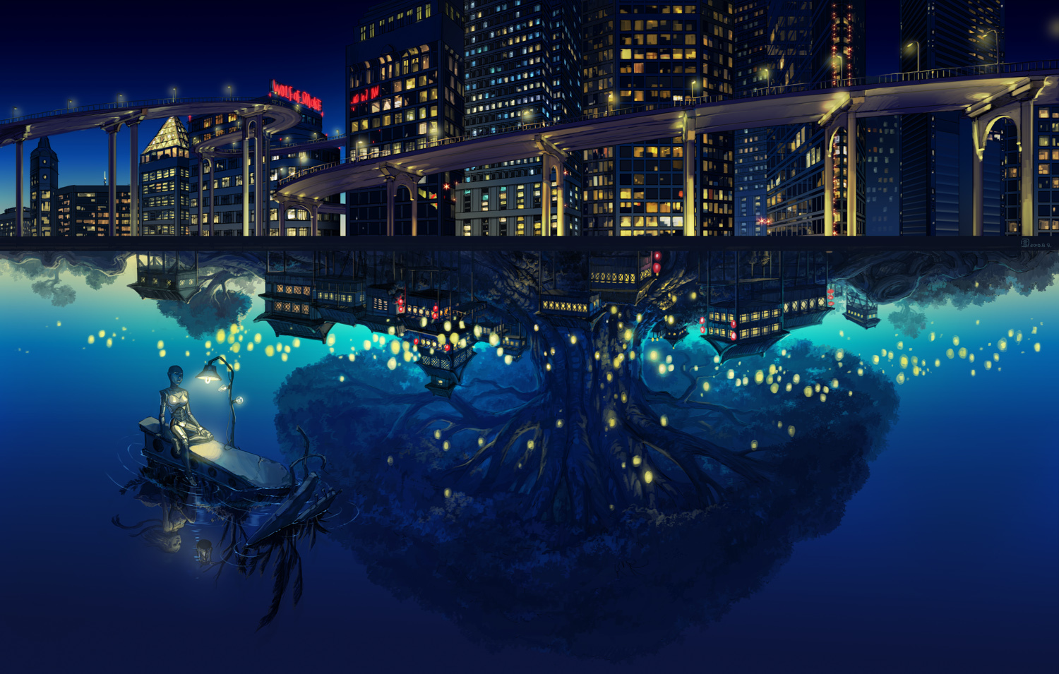 Anime City Night Scenery Wallpapers