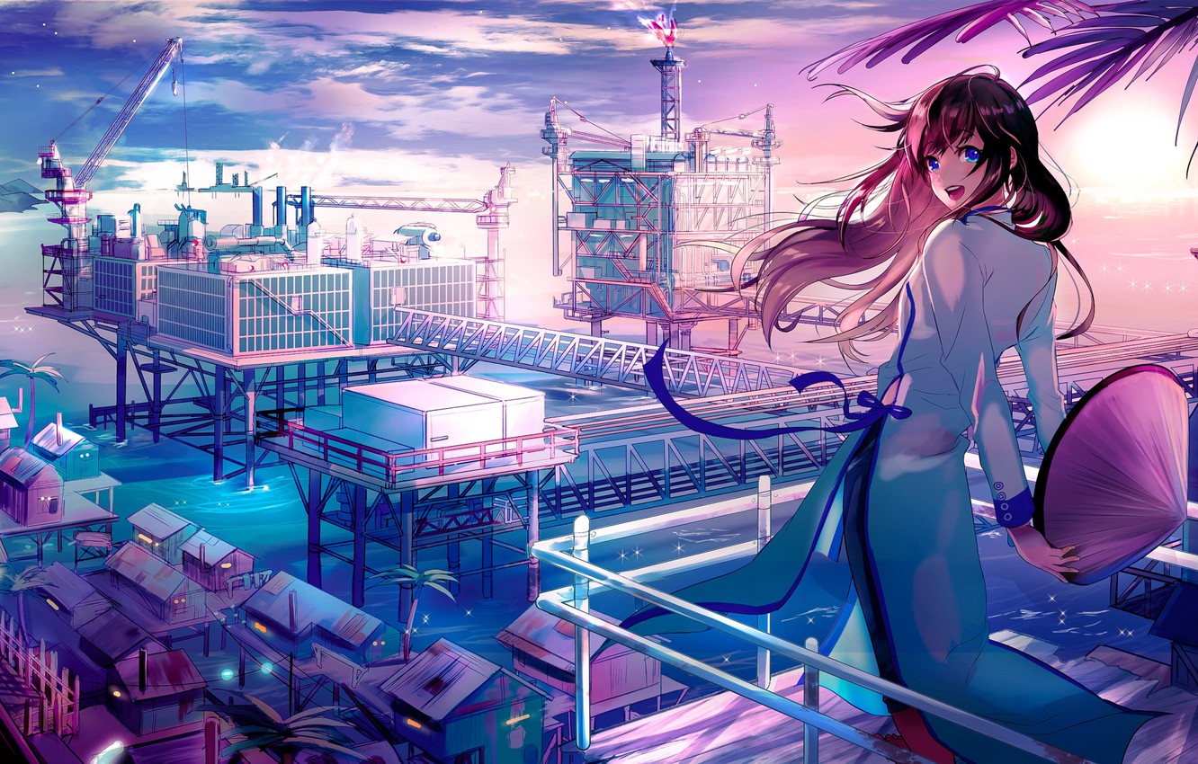 Anime City Purple Wallpapers