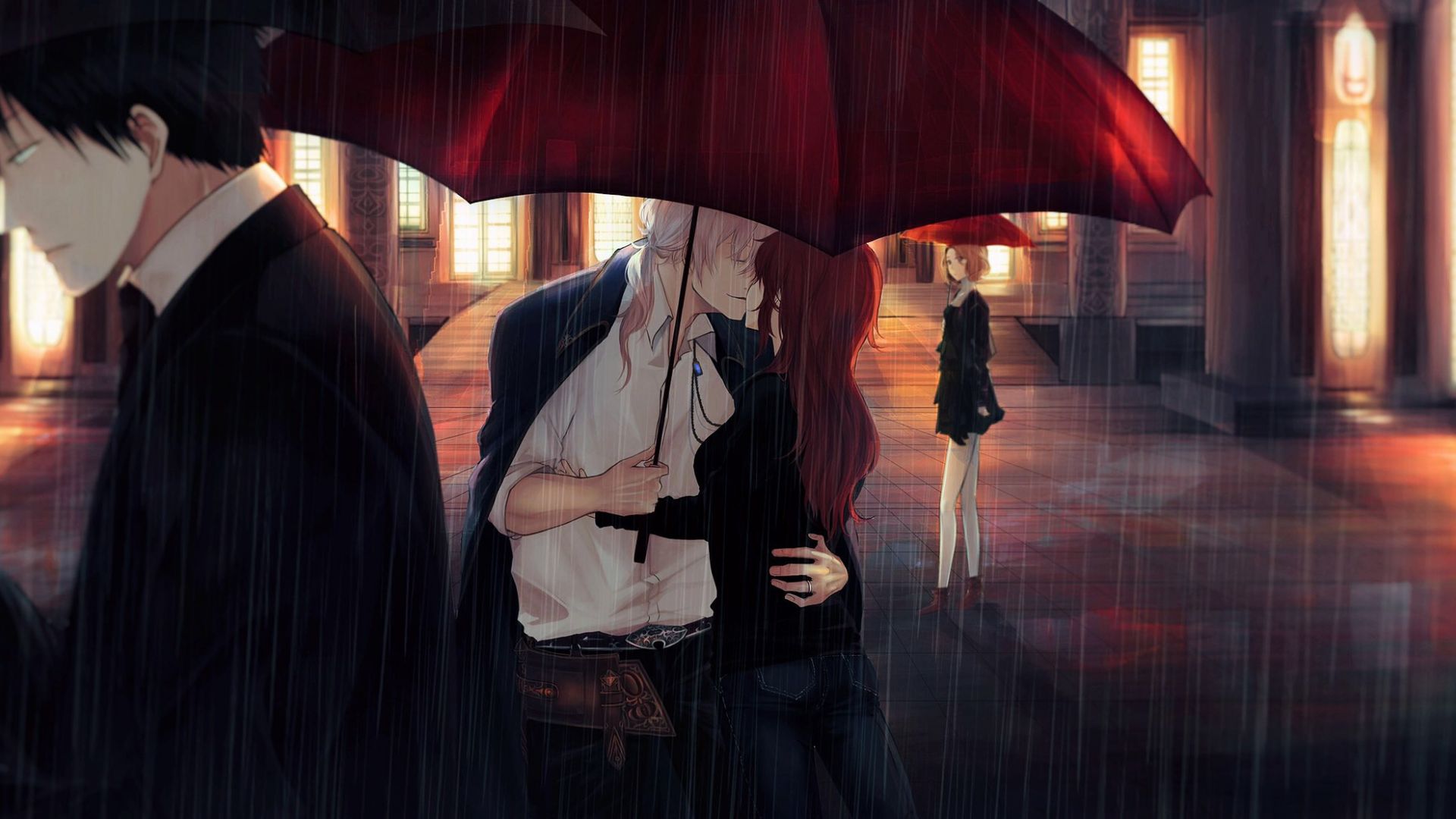 Anime Couple Rain Wallpapers