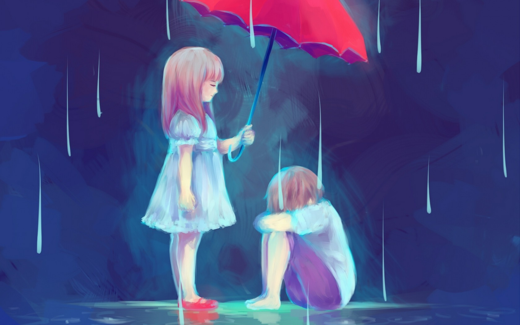 Anime Couple Rain Wallpapers