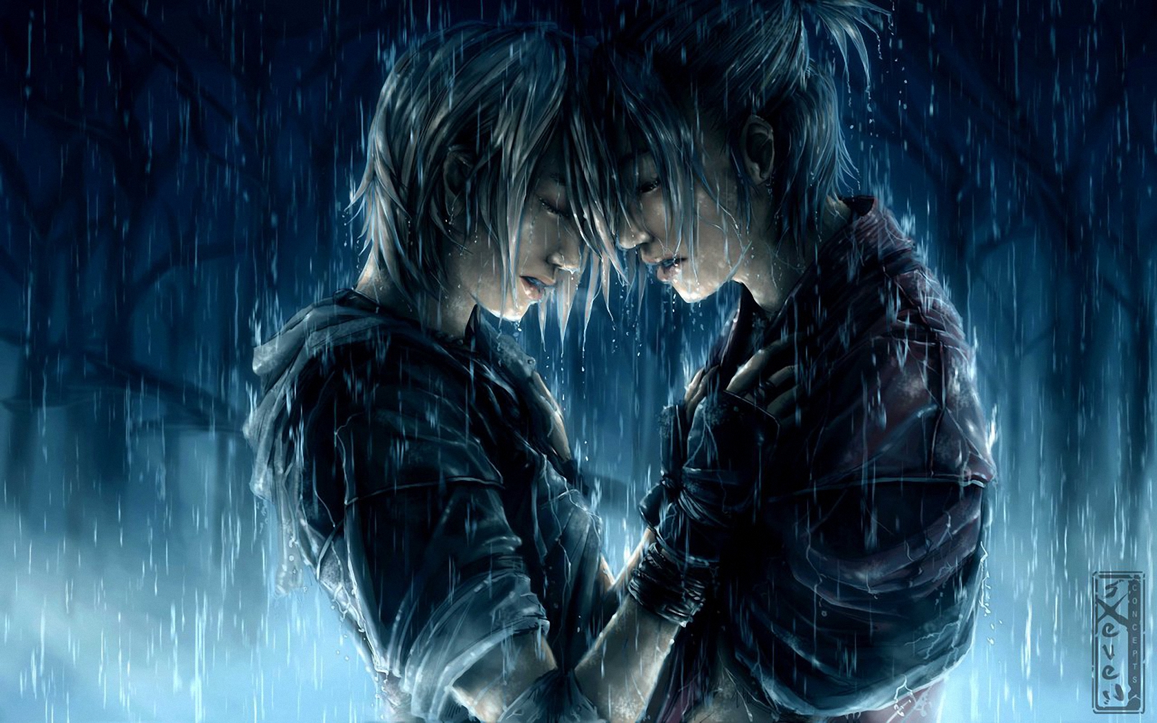 Anime Couple Rain Wallpapers