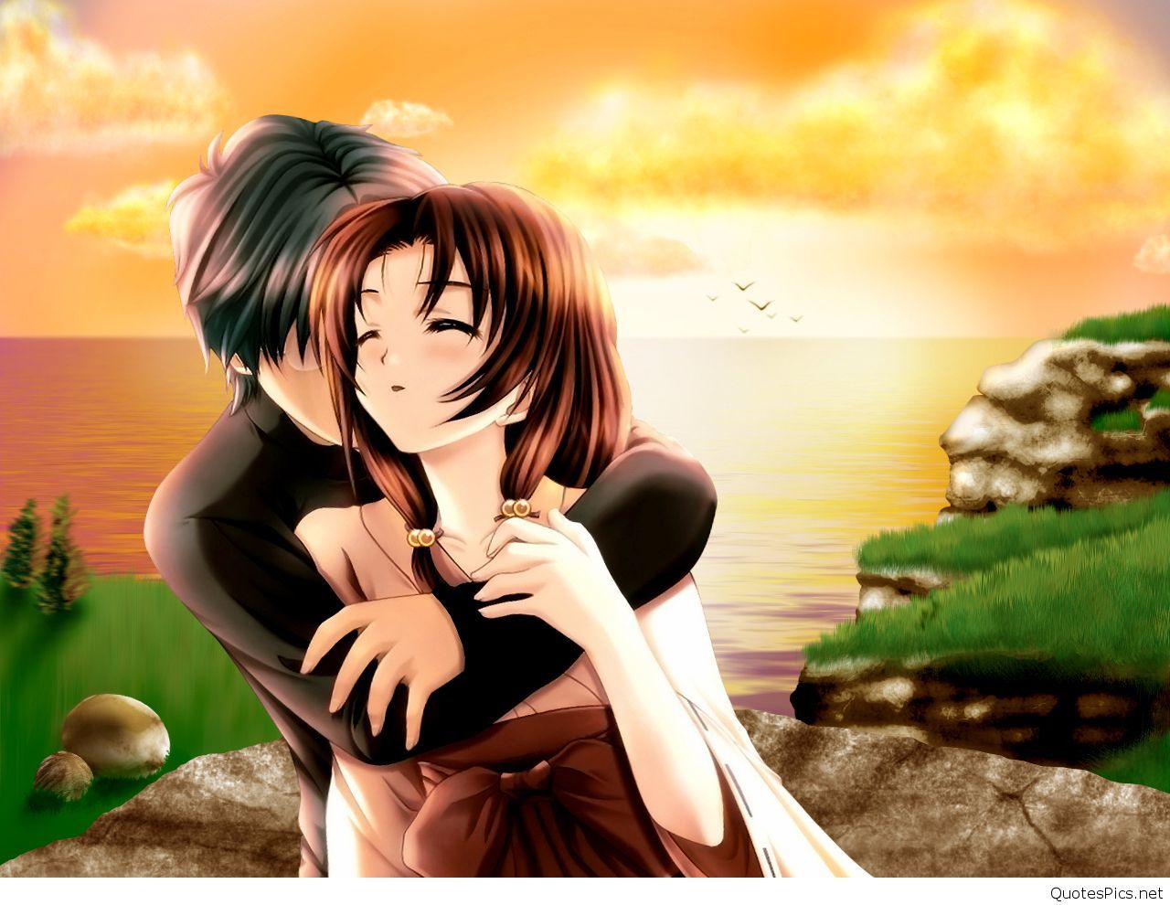 Anime Couple Sad Hug Wallpapers