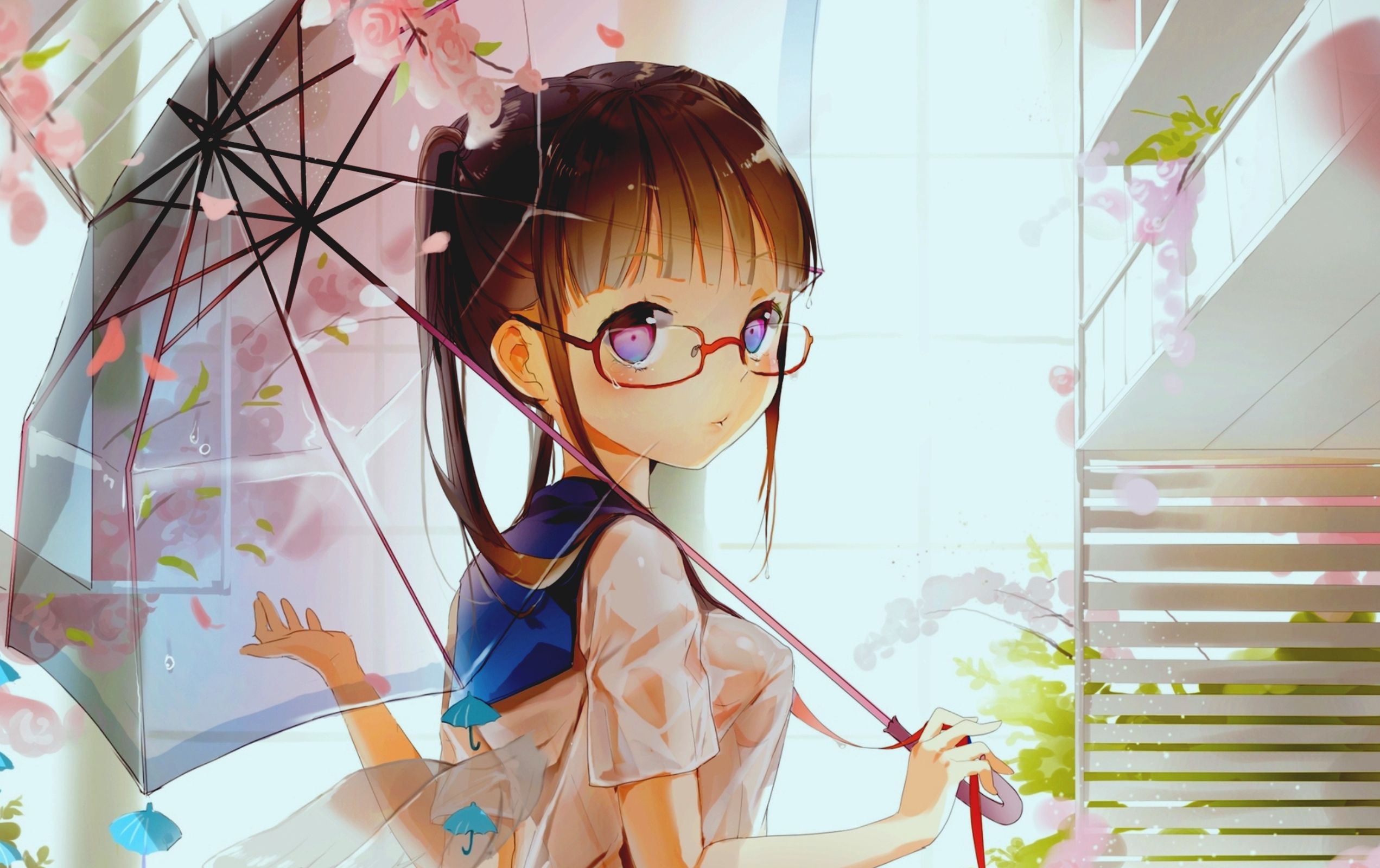 Anime Cute Glasses Girl Hd Wallpapers