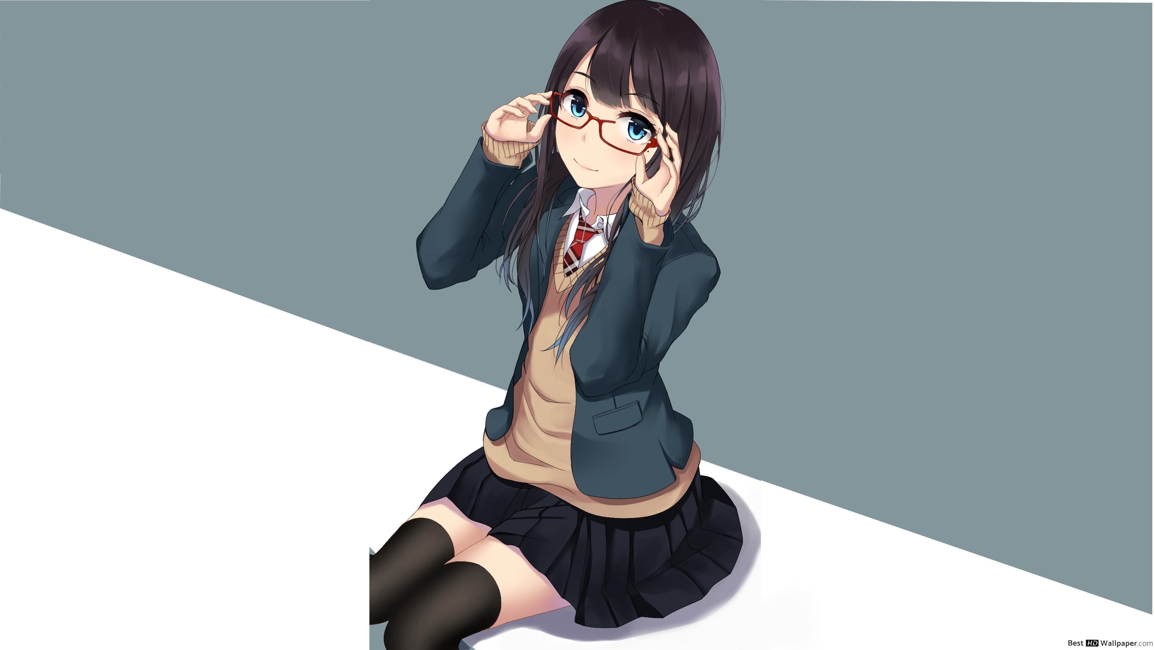 Anime Cute Glasses Girl Hd Wallpapers