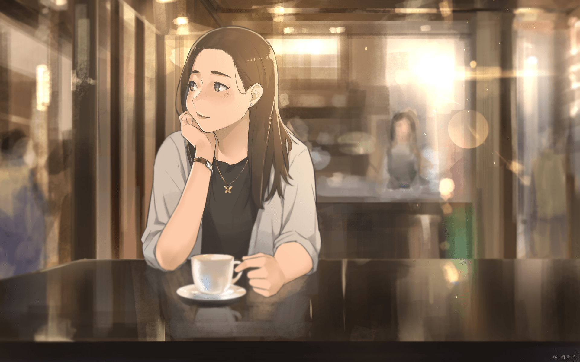 Anime Drinking Coffee Wallpapers