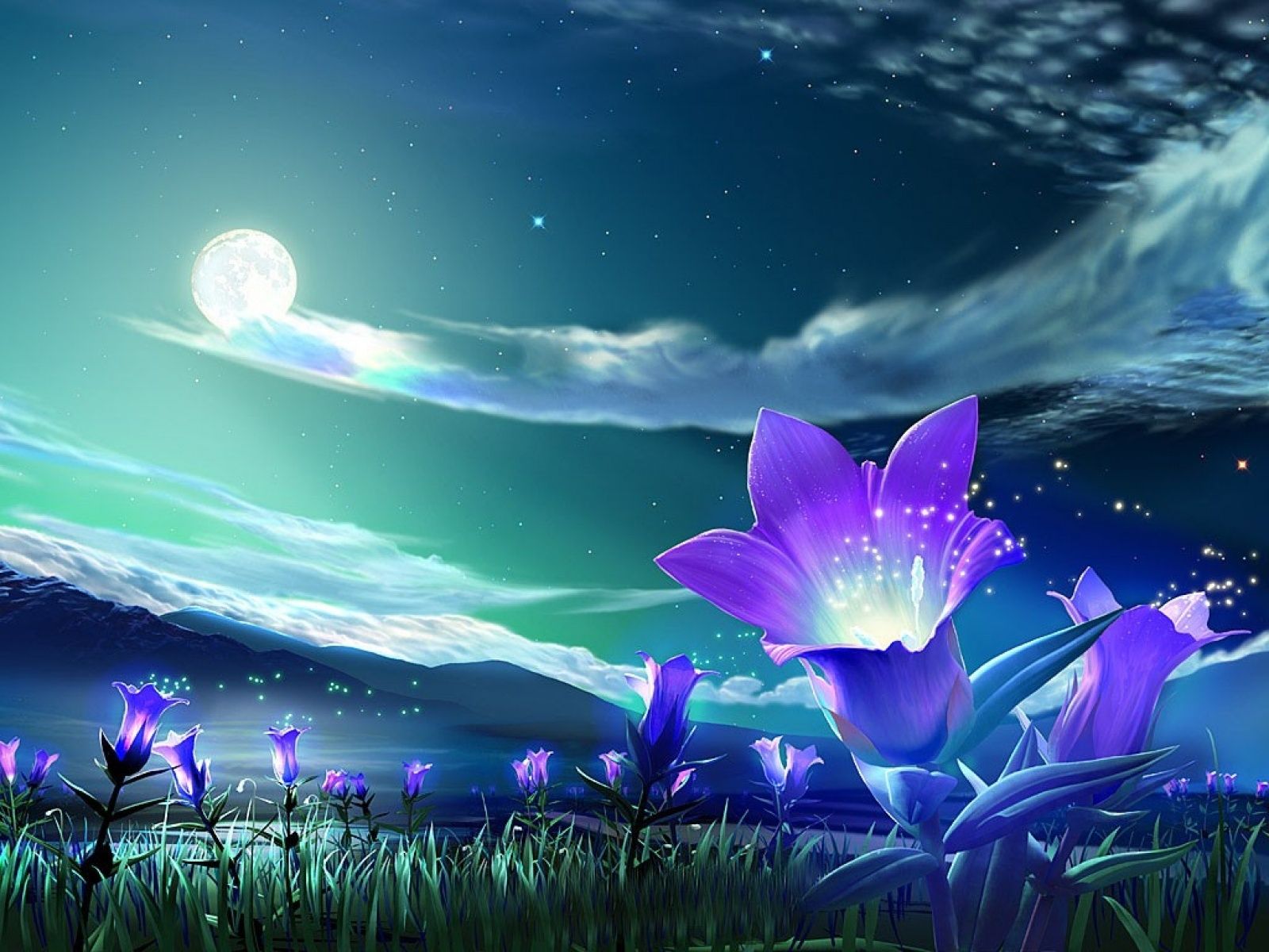 Anime Flower Field Scenery Wallpapers