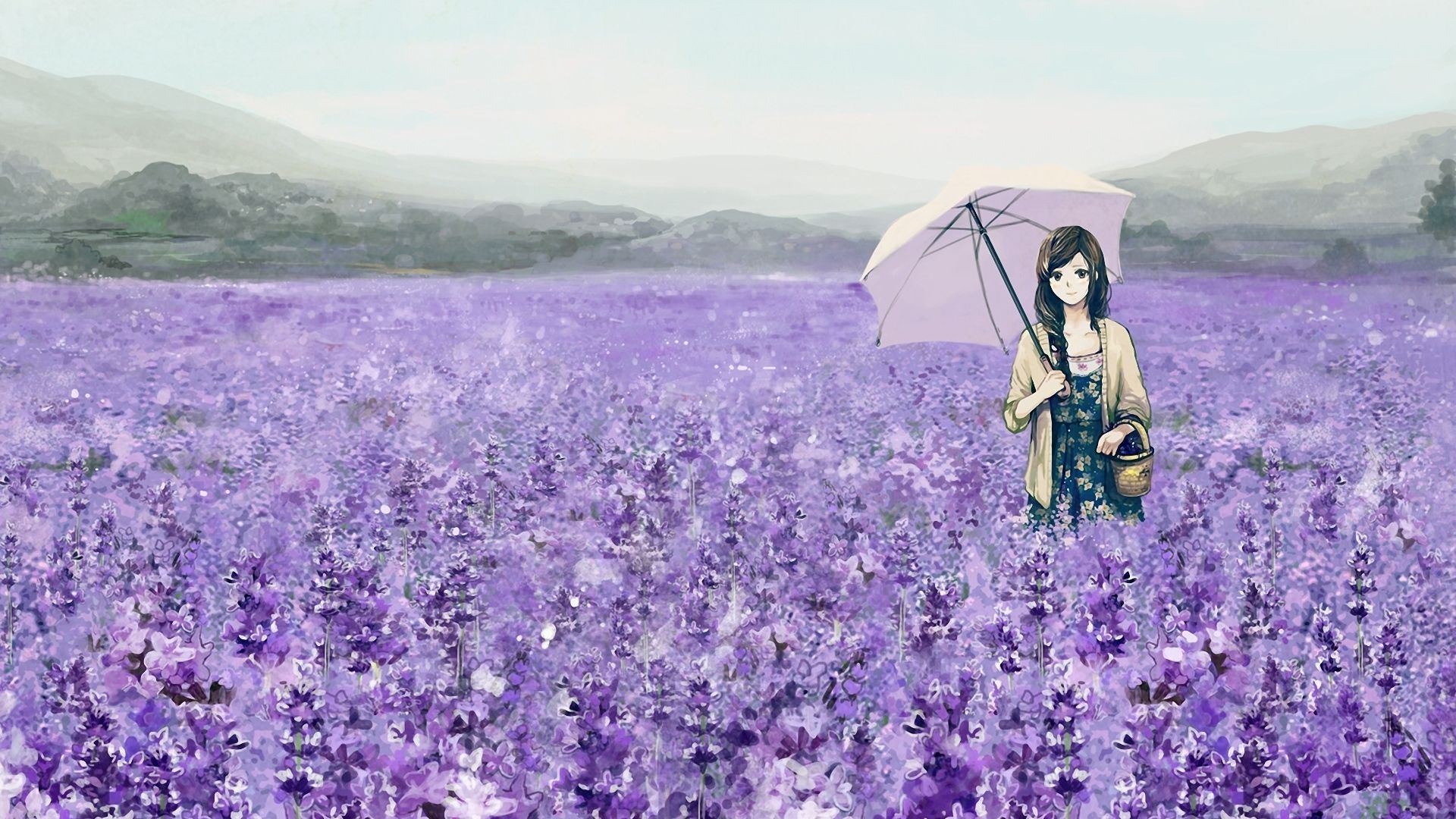 Anime Flower Field Scenery Wallpapers