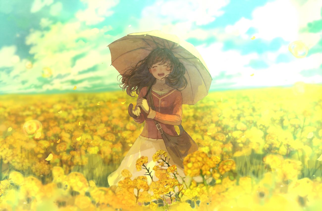 Anime Flower Field Scenery Wallpapers