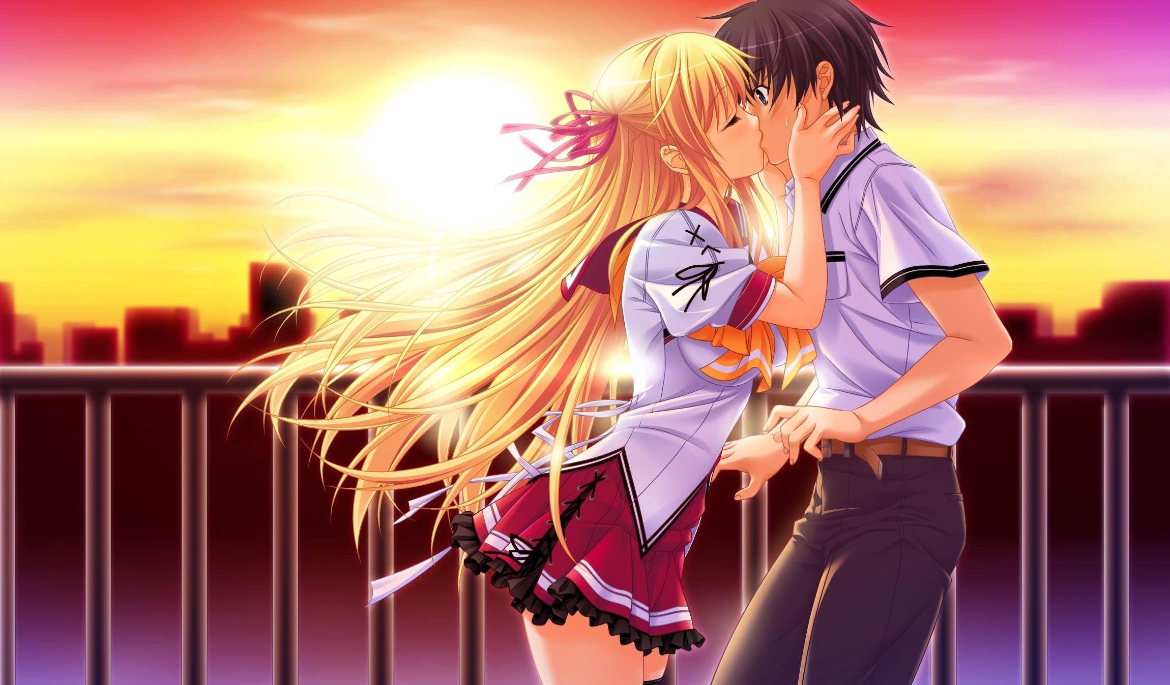 Anime Girl And Boy Kiss Valentines Day Wallpapers