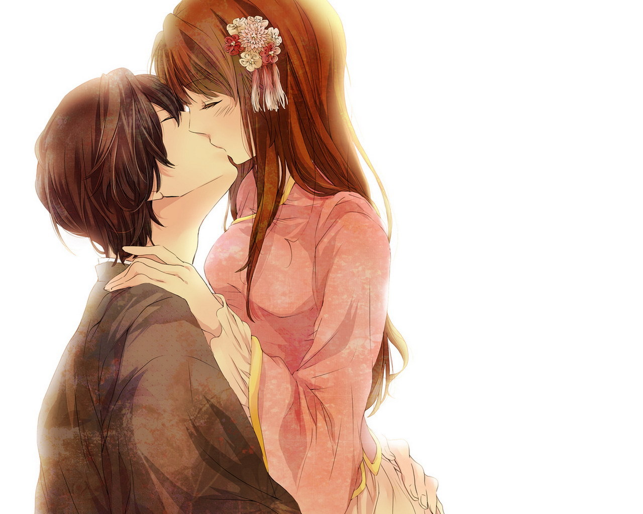 Anime Girl And Boy Kiss Valentines Day Wallpapers