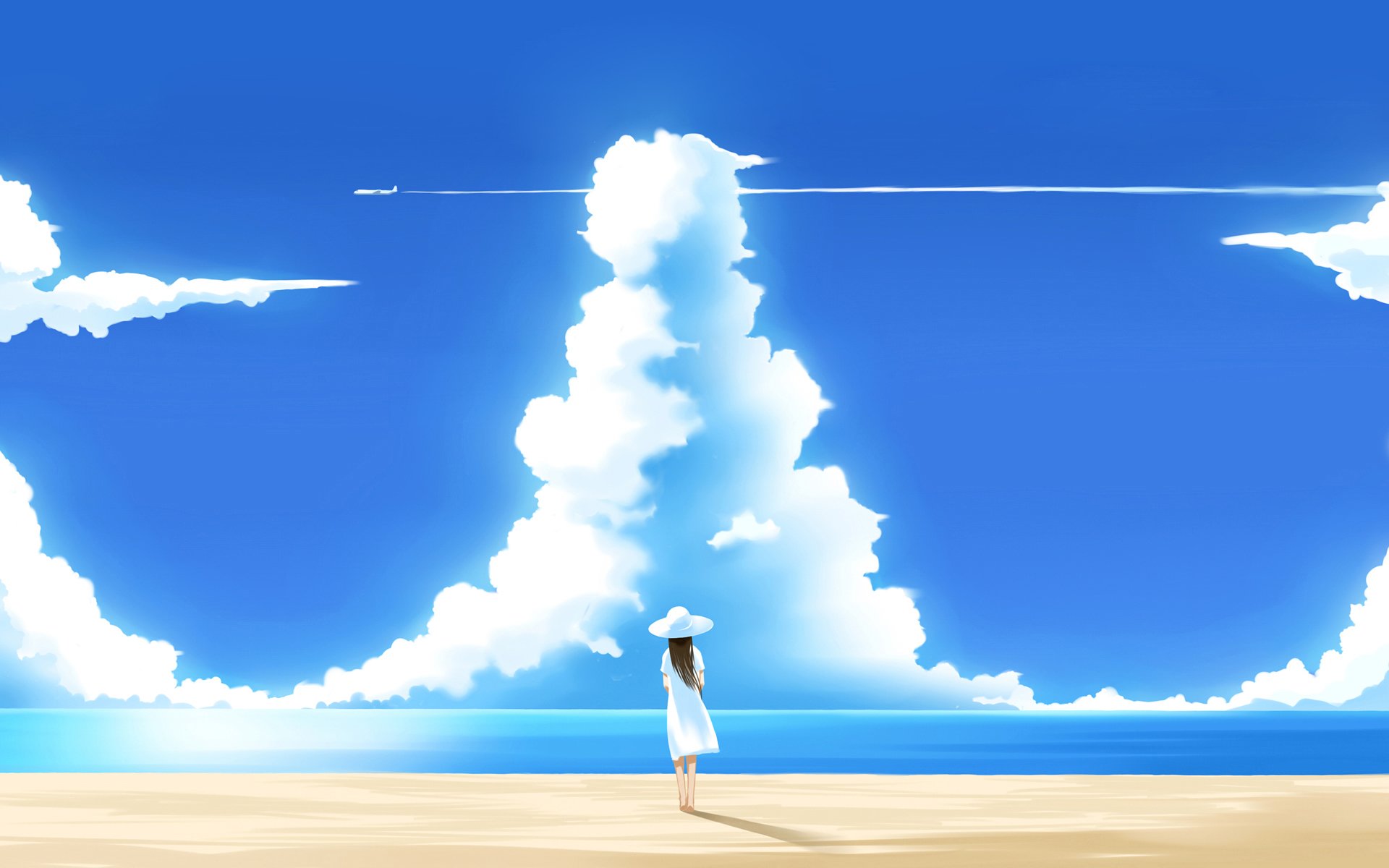 Anime Girl And Colorful Sky Wallpapers