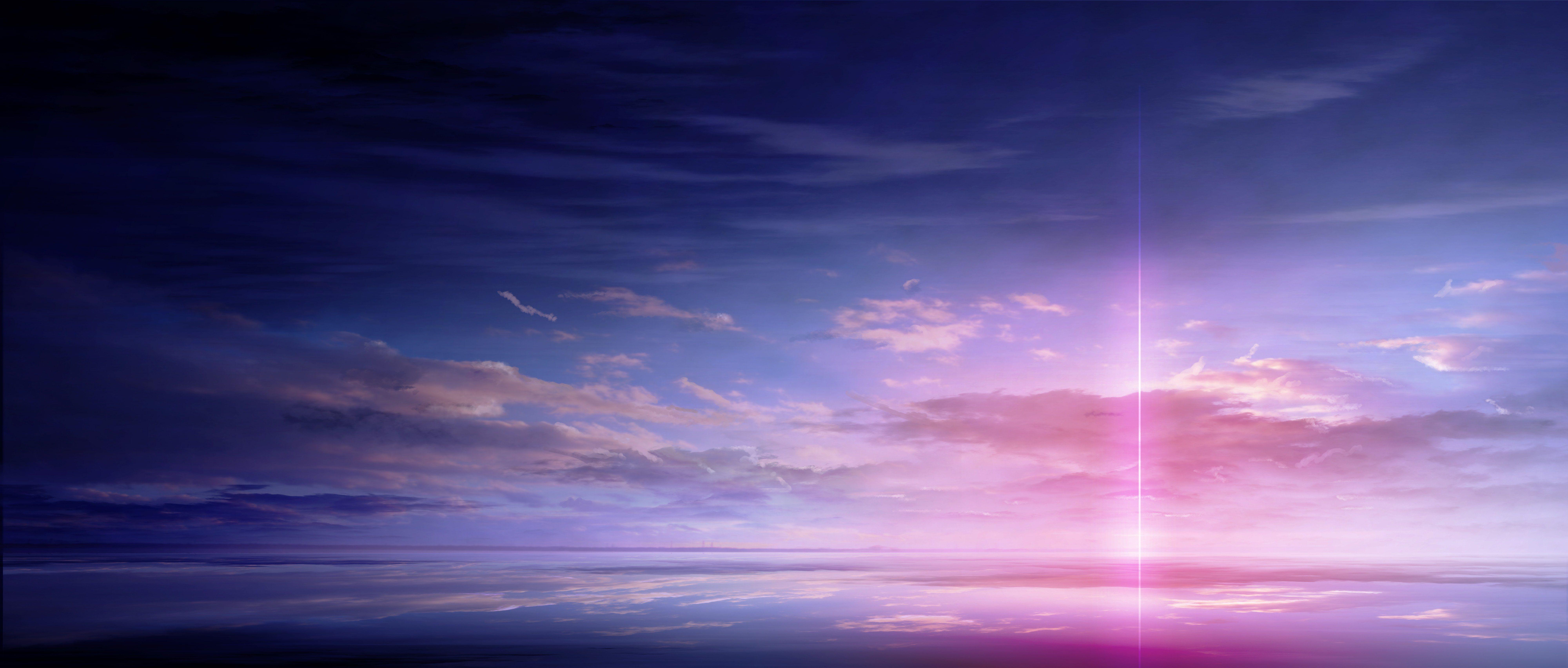 Anime Girl And Colorful Sky Wallpapers