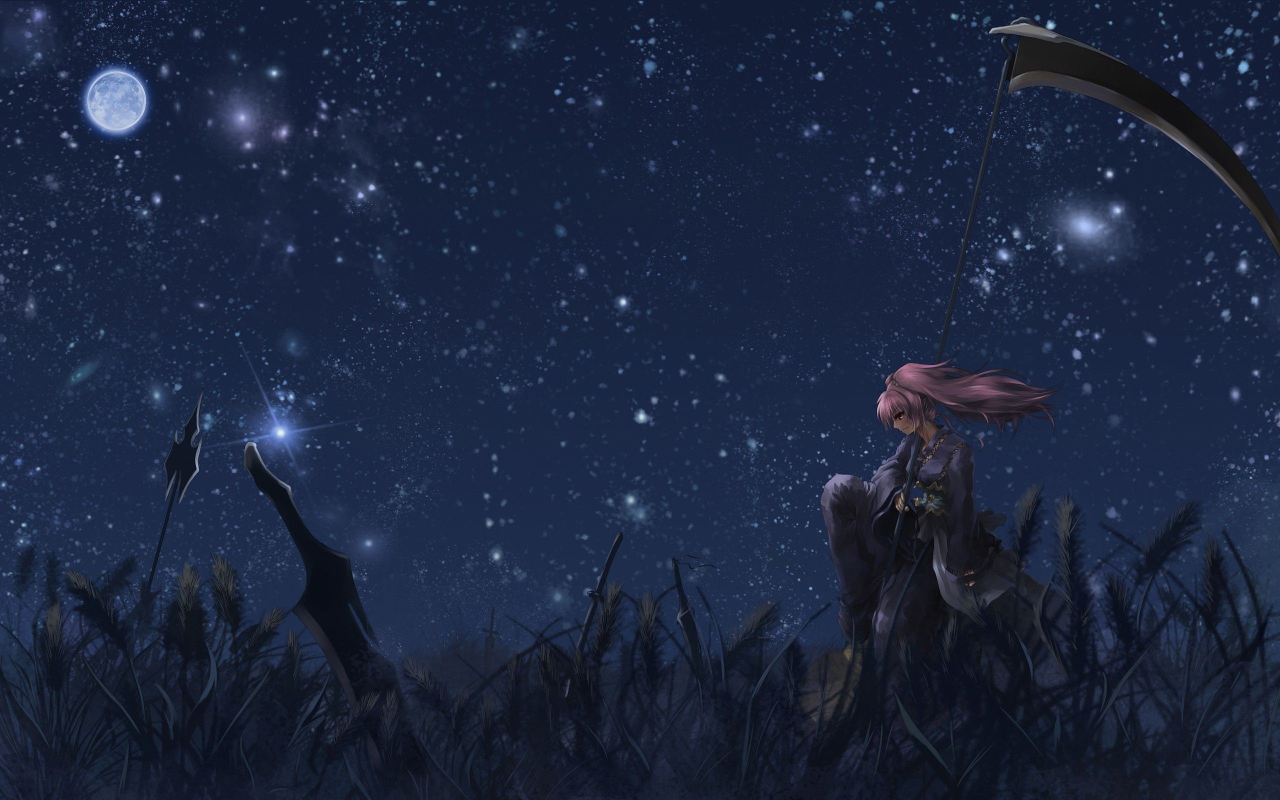 Anime Girl And Cool Starry Sky Wallpapers